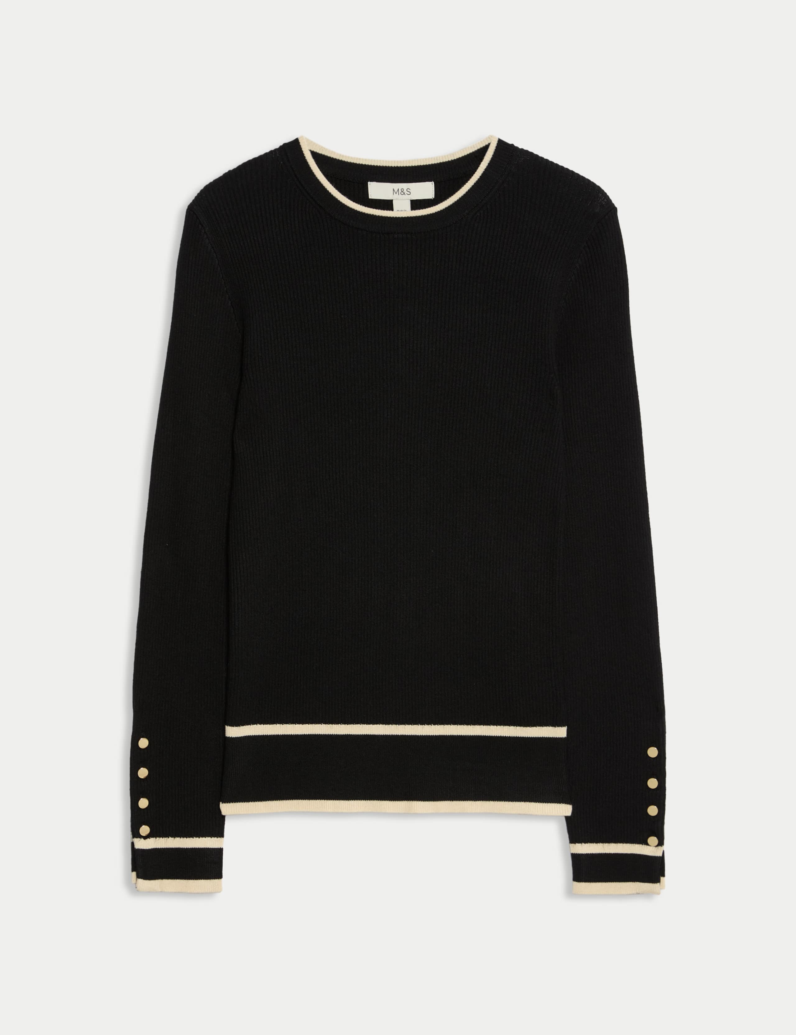 Ribbed Tipped Detail Crew Neck Jumper 2 of 7