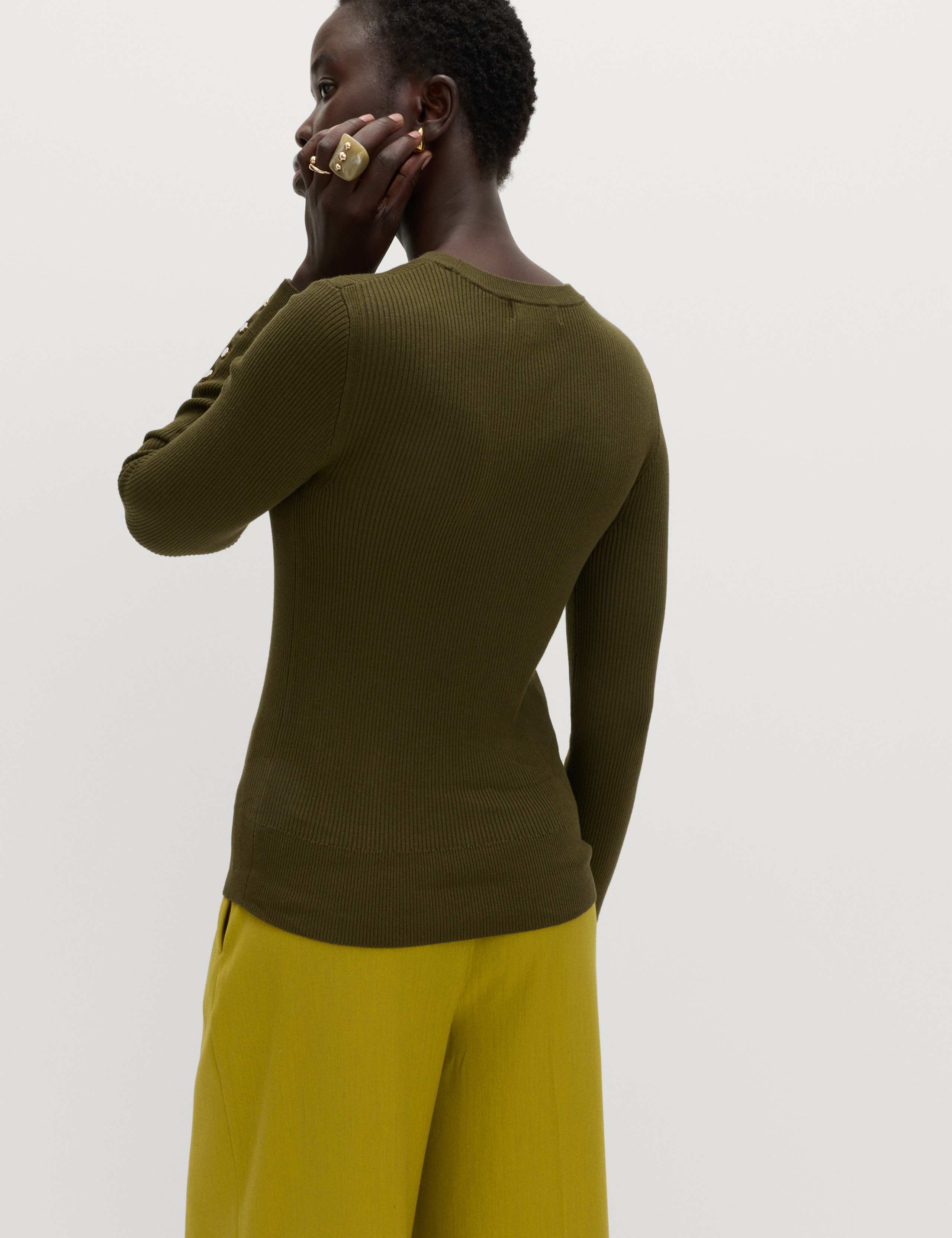 Ribbed Crew Neck Button Detail Jumper 5 of 5