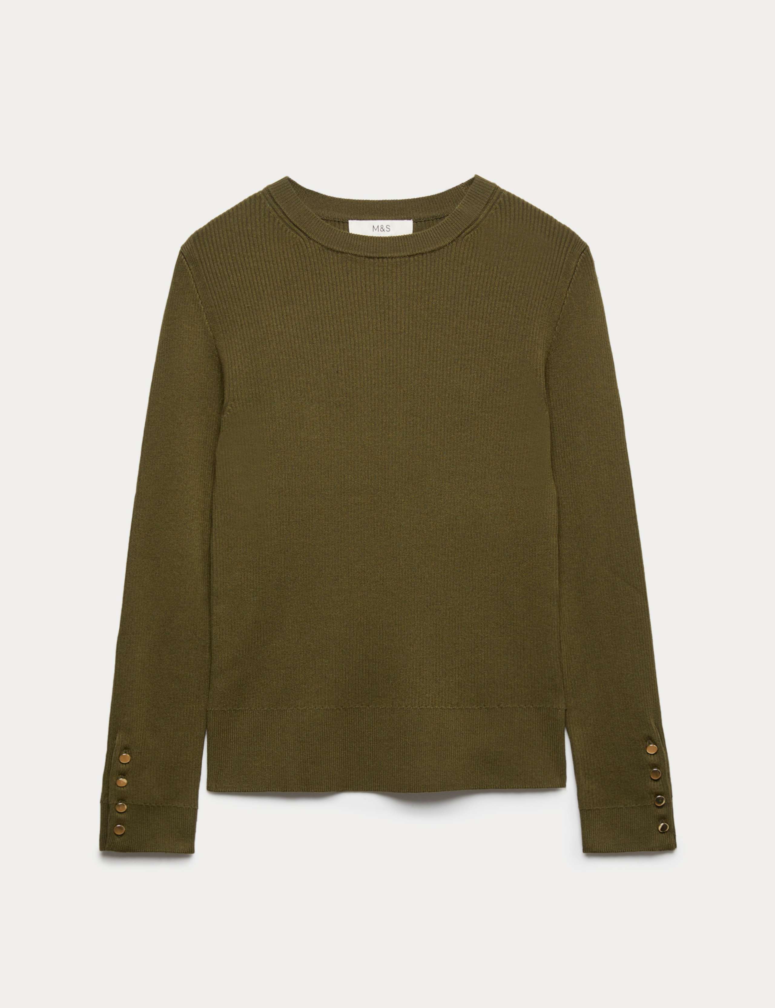 Ribbed Crew Neck Button Detail Jumper 2 of 5