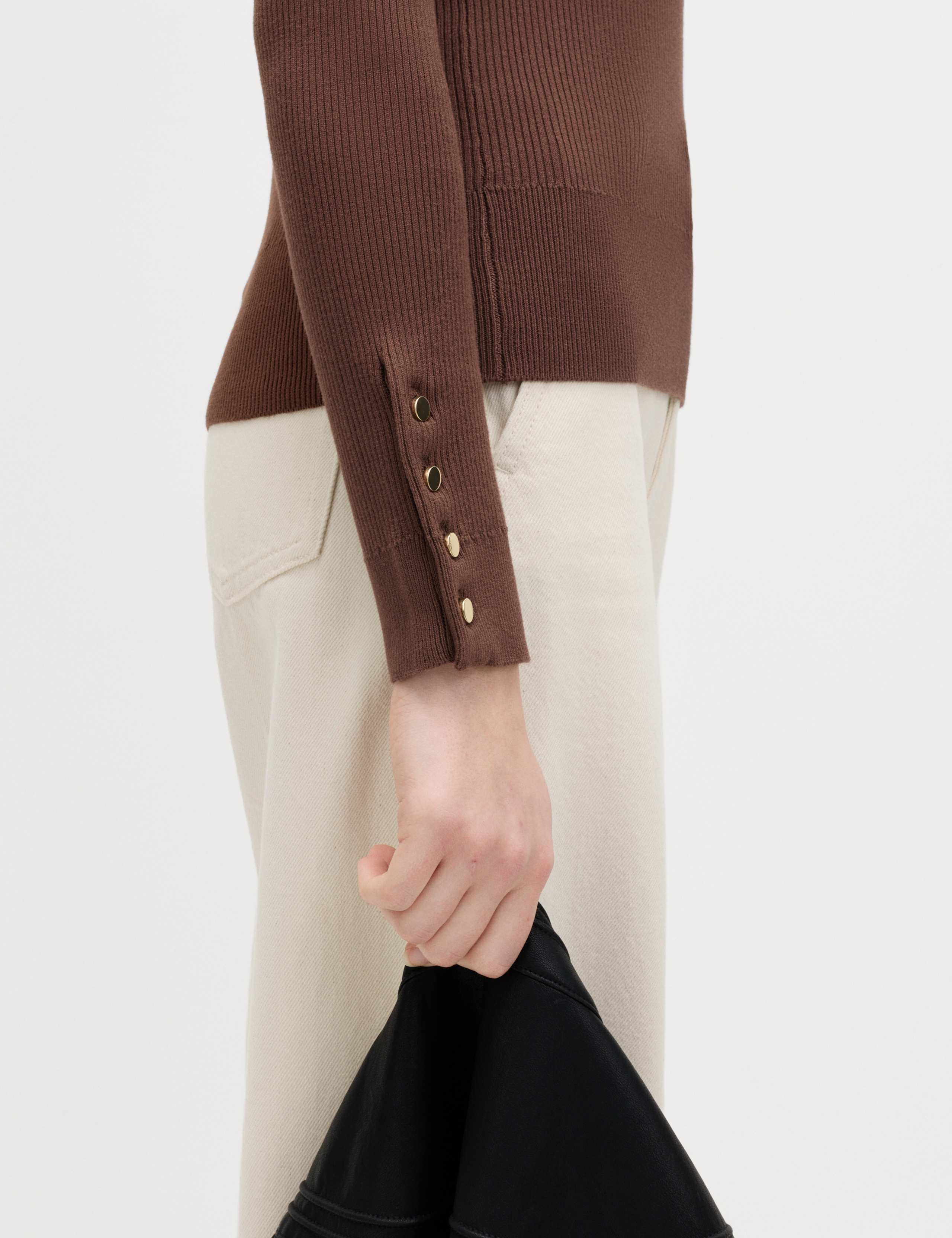 Ribbed Crew Neck Button Detail Jumper 3 of 5