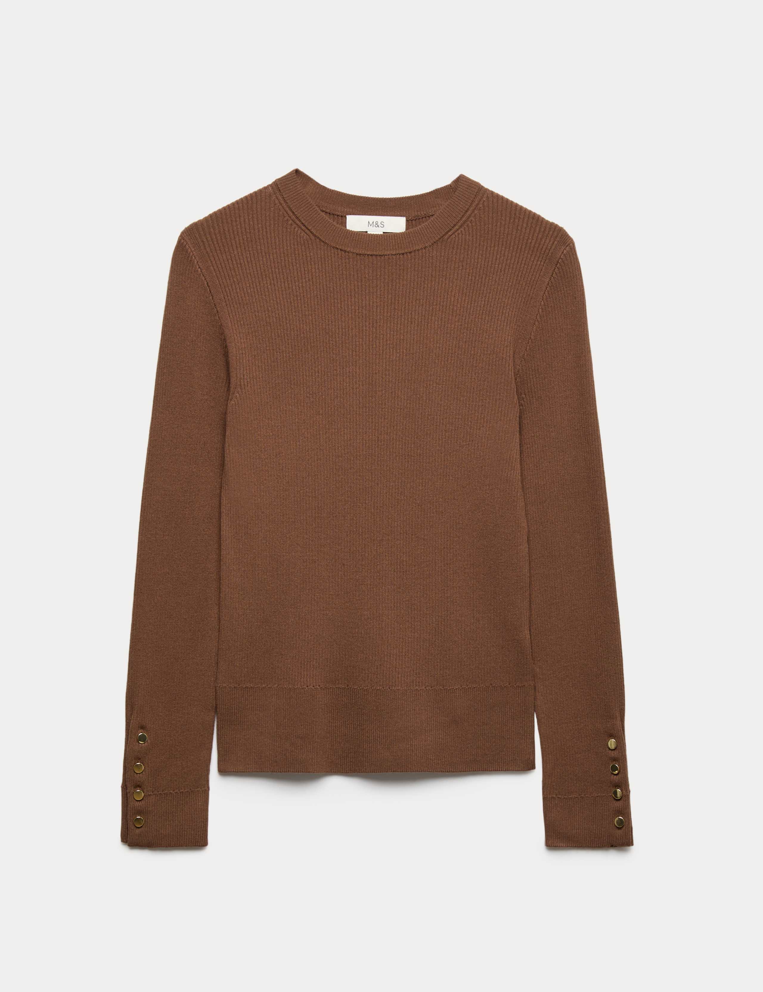 Ribbed Crew Neck Button Detail Jumper 2 of 5