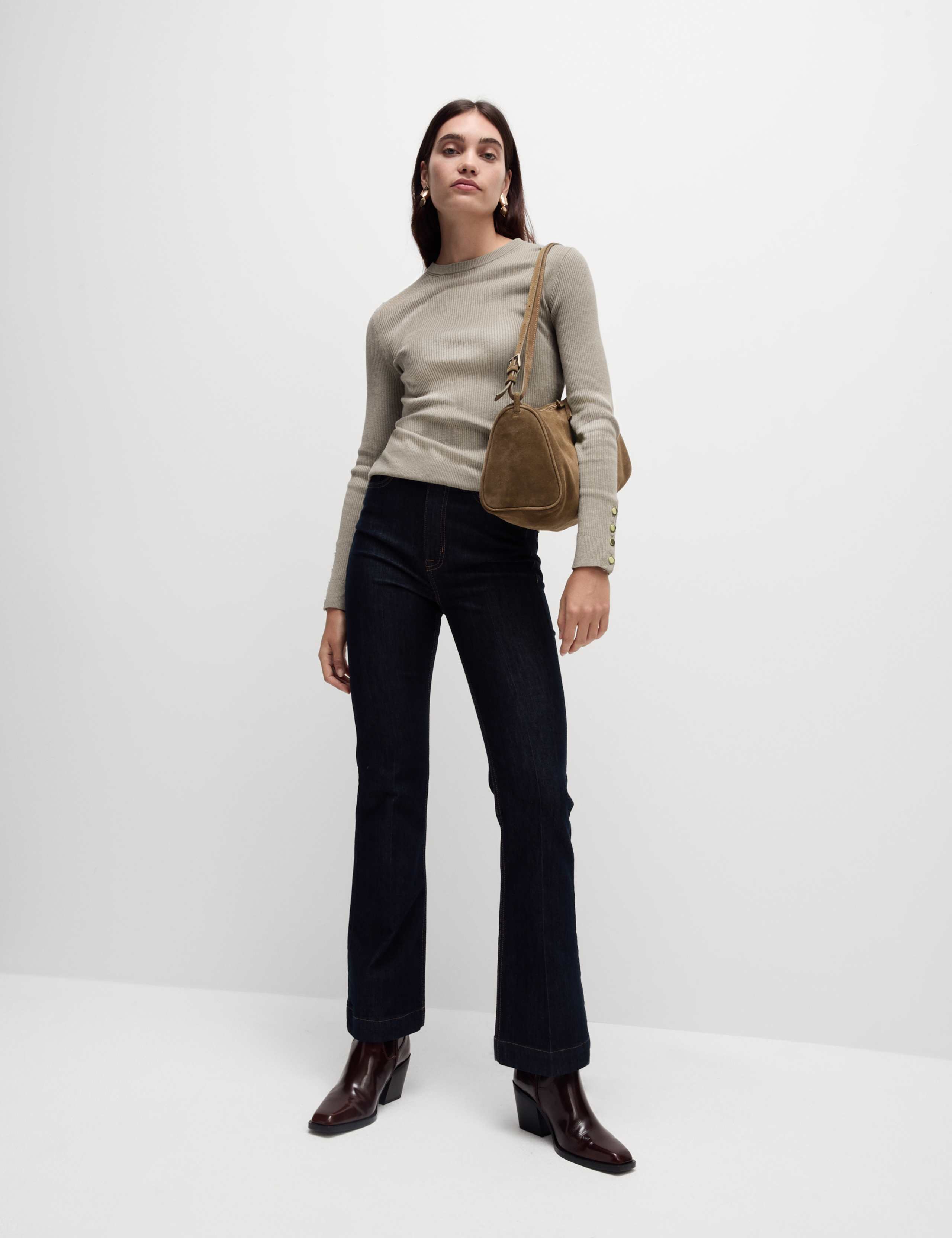 Ribbed Crew Neck Button Detail Jumper 4 of 6