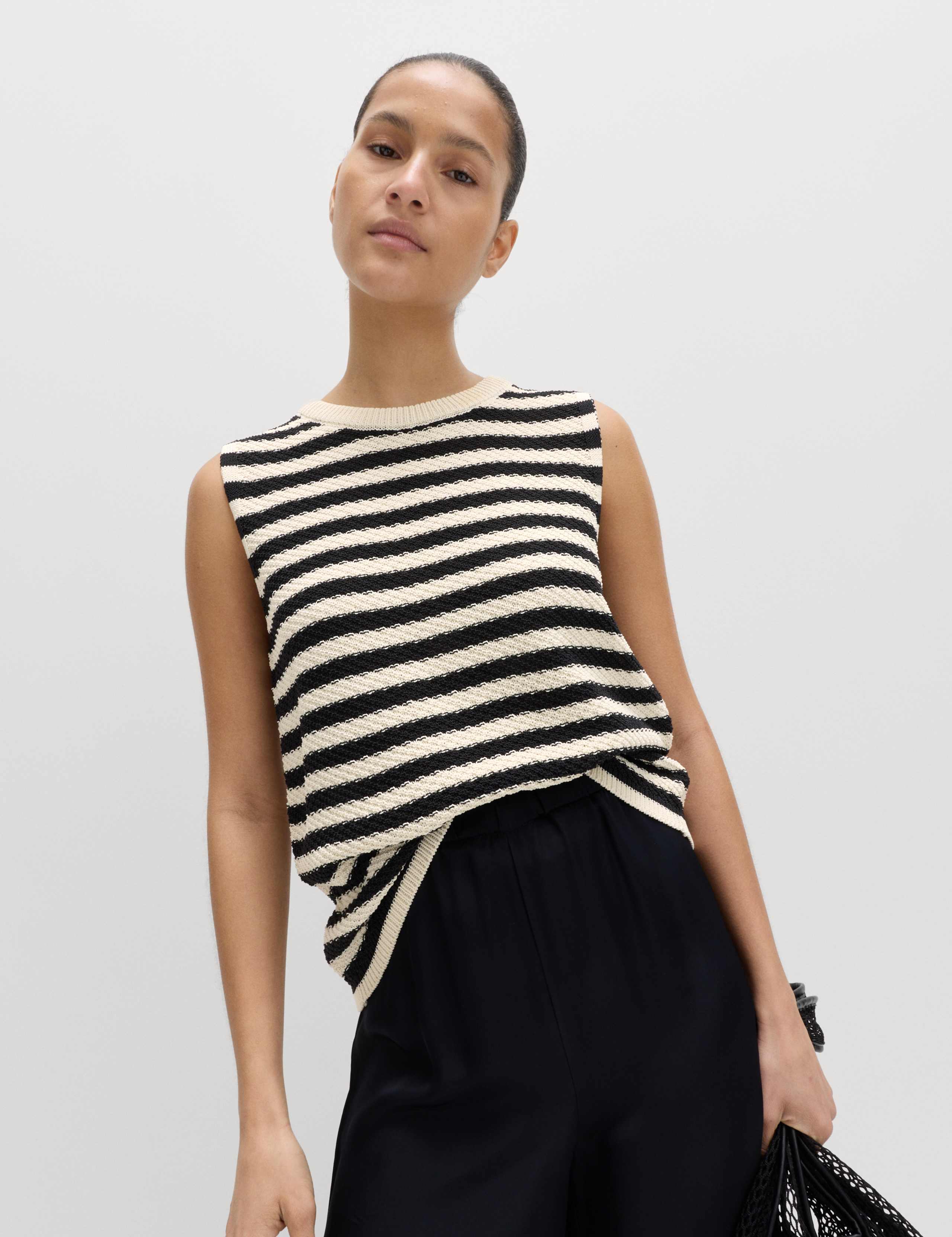 Cotton Rich Striped Slim Fit Knitted Top 1 of 5