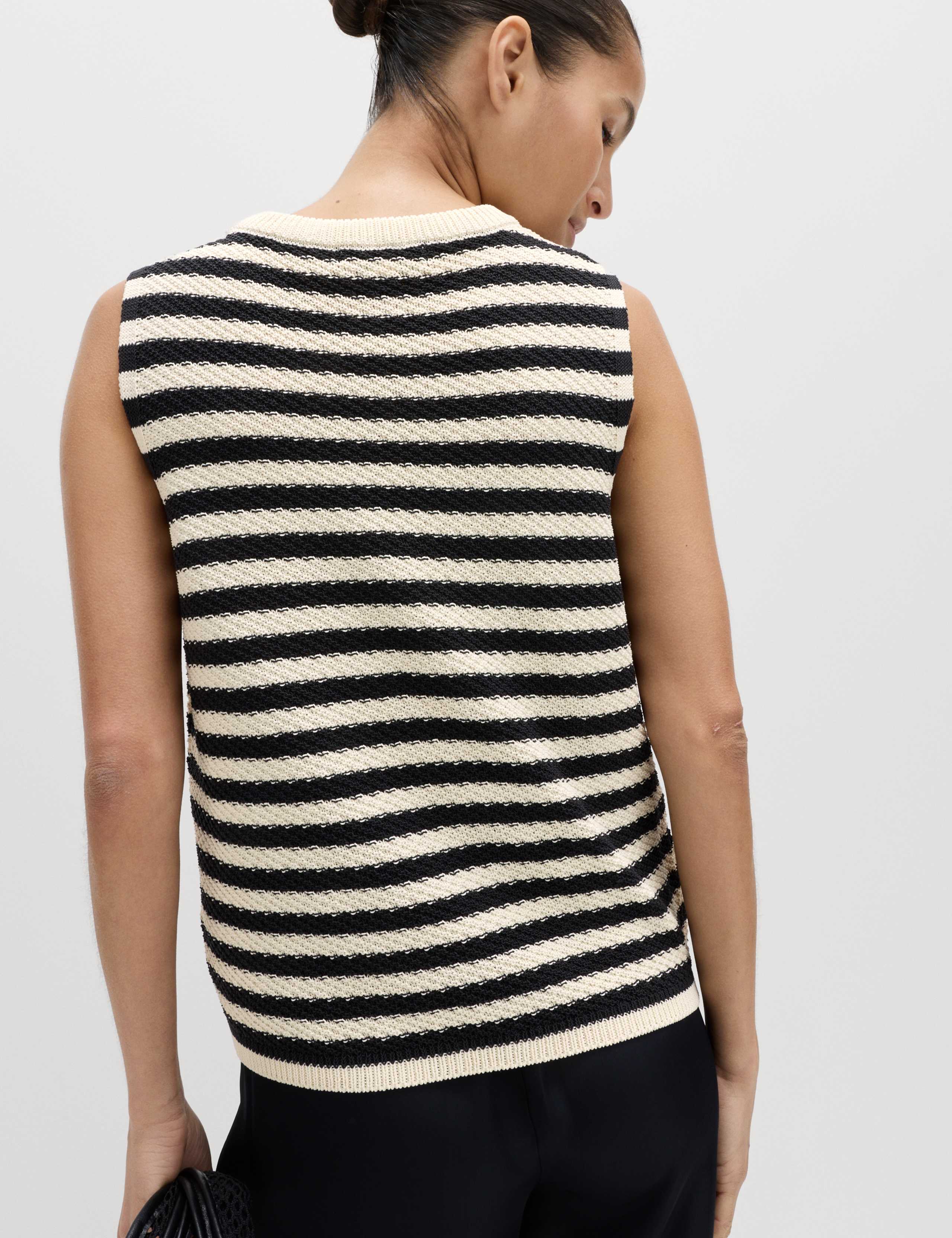 Cotton Rich Striped Slim Fit Knitted Top 4 of 5