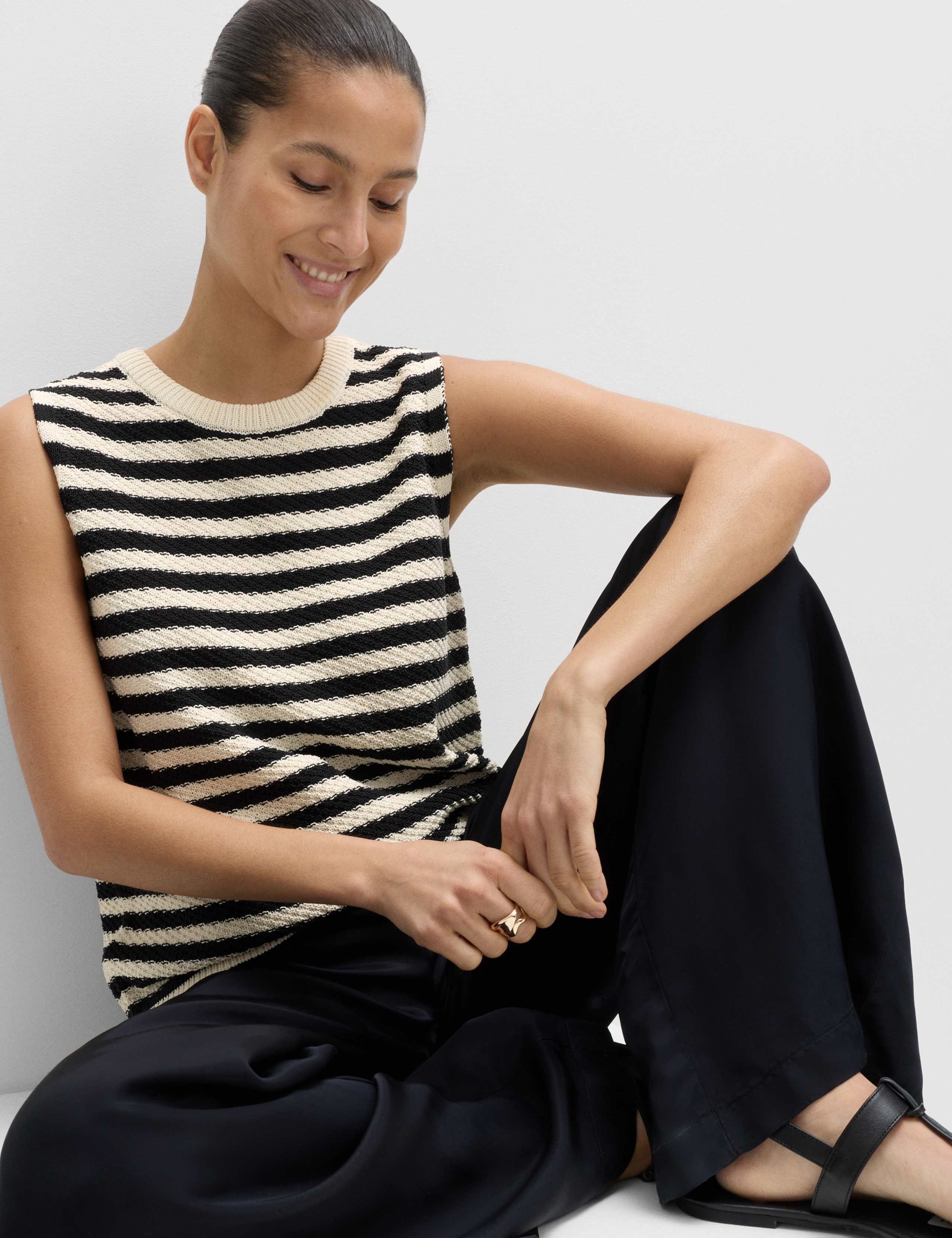 Cotton Rich Striped Slim Fit Knitted Top 5 of 5