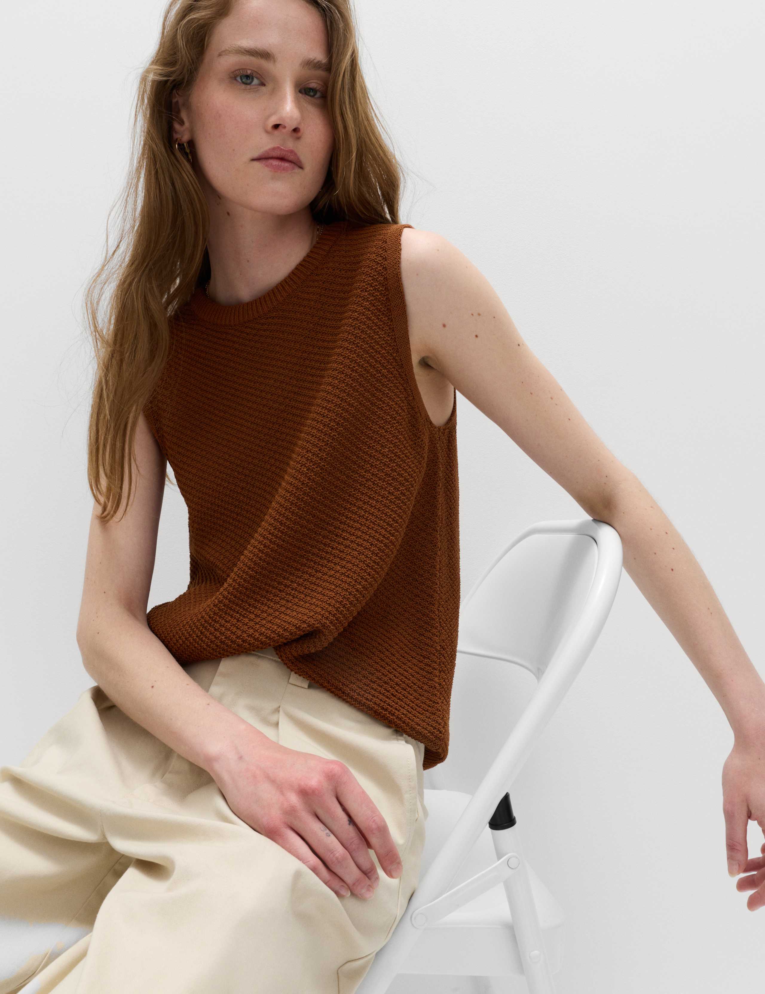 Cotton Rich Slim Fit Knitted Top 1 of 5