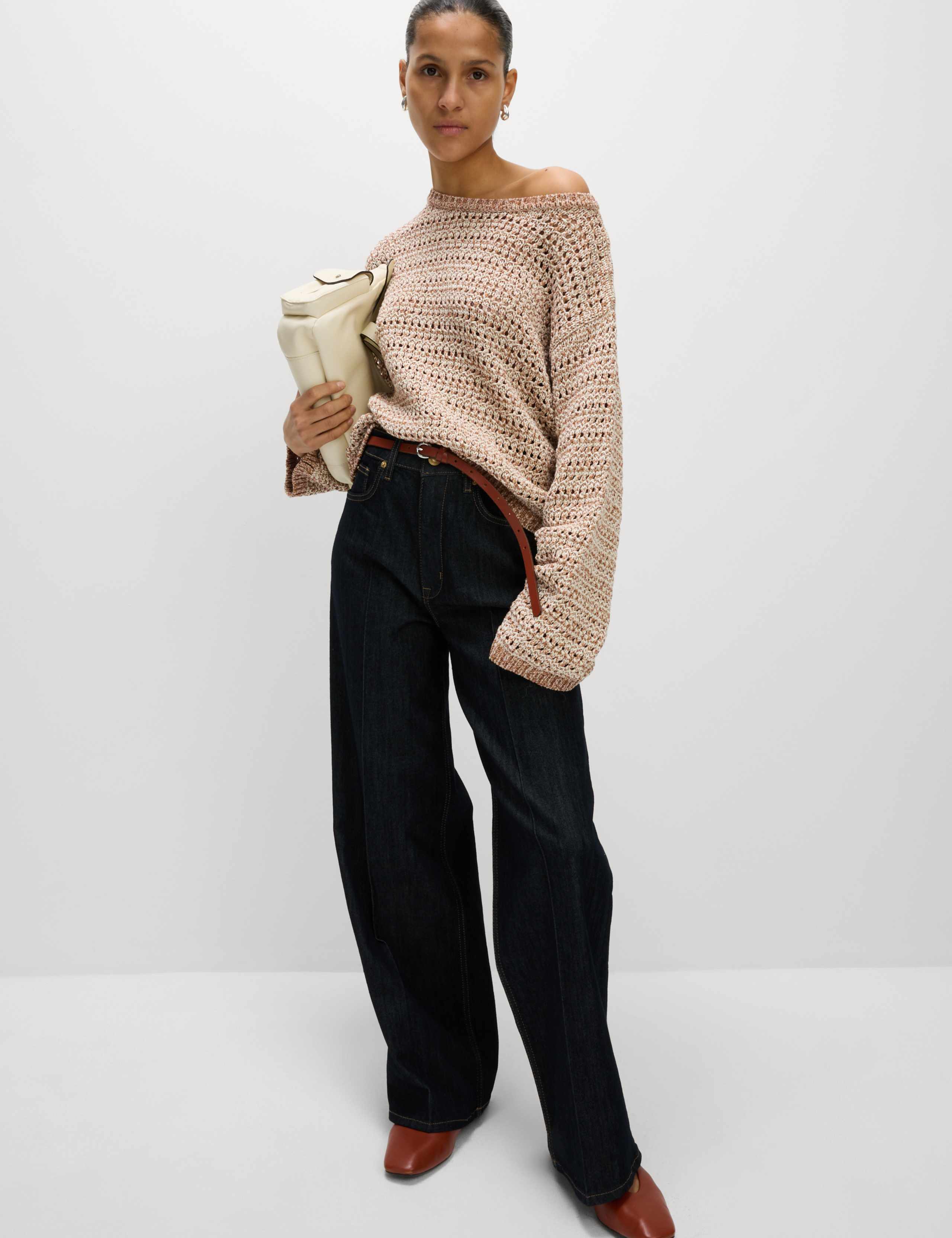 Textured Crew Neck Jumper with Cotton 3 of 5