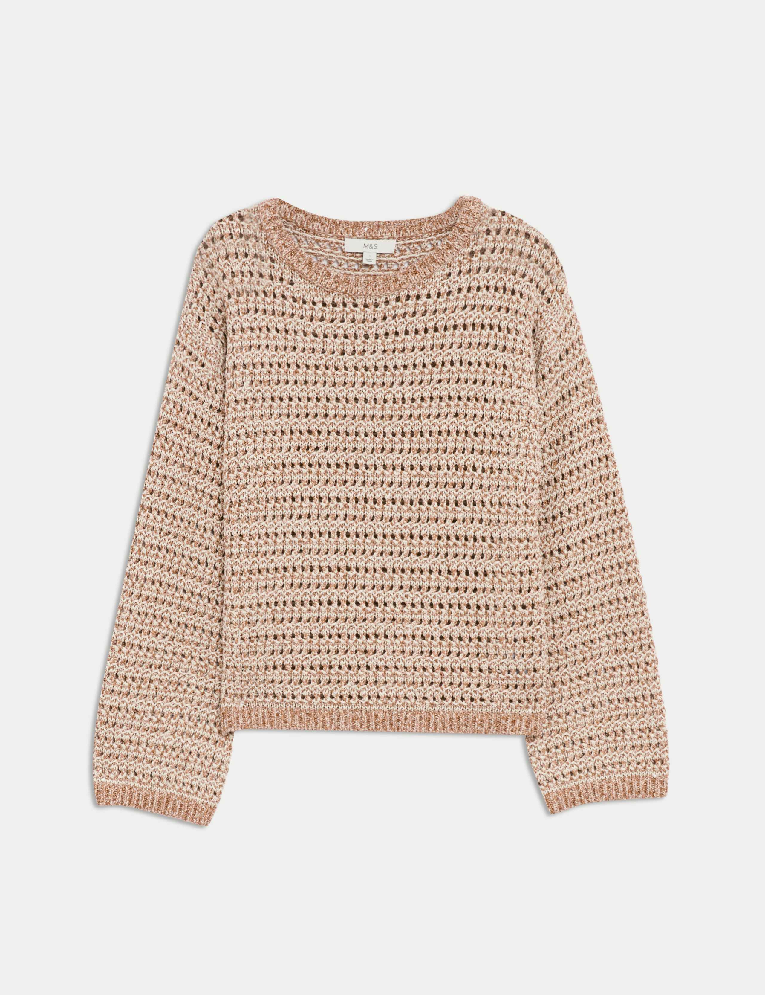 Textured Crew Neck Jumper with Cotton 2 of 5