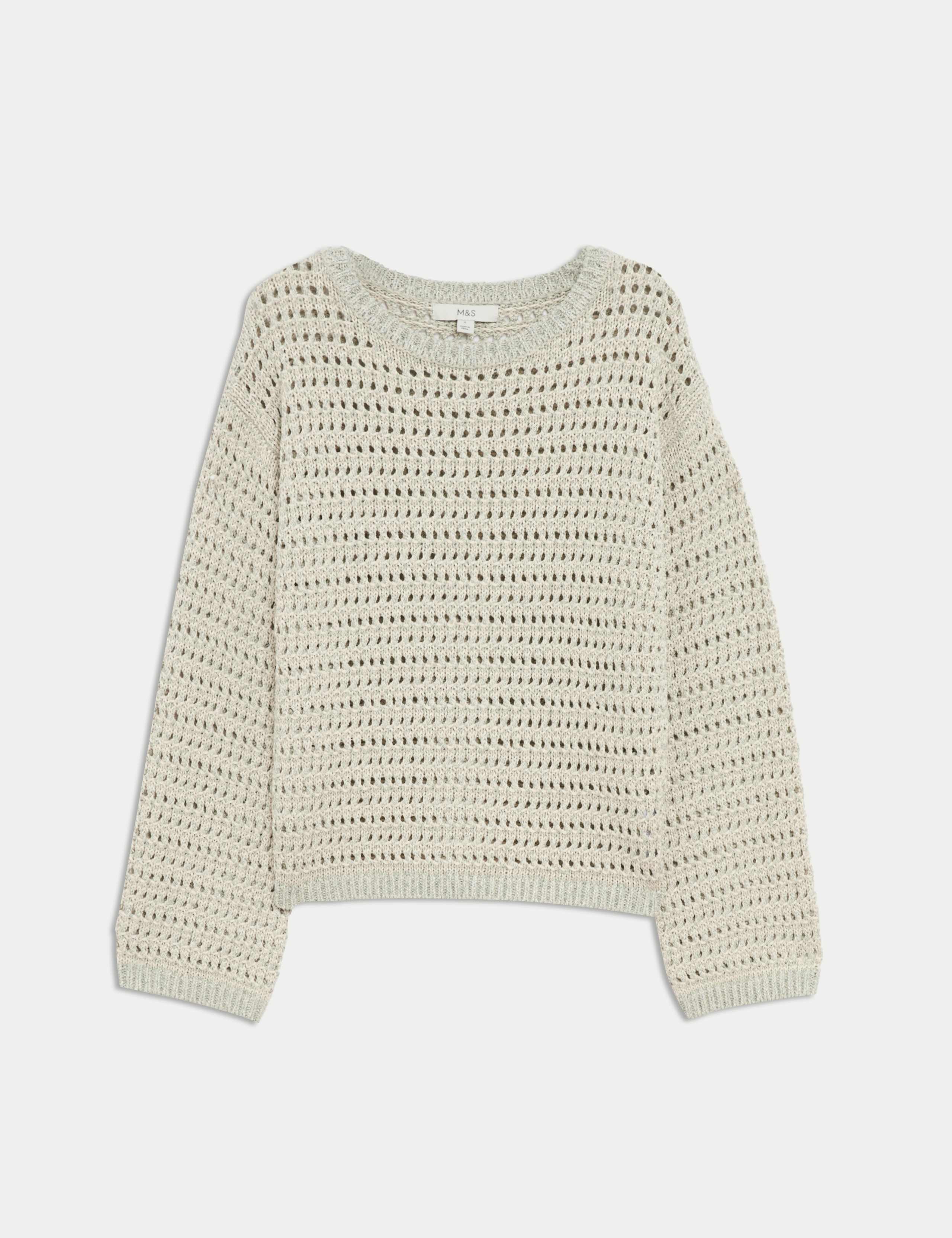 Textured Crew Neck Jumper with Cotton 2 of 6