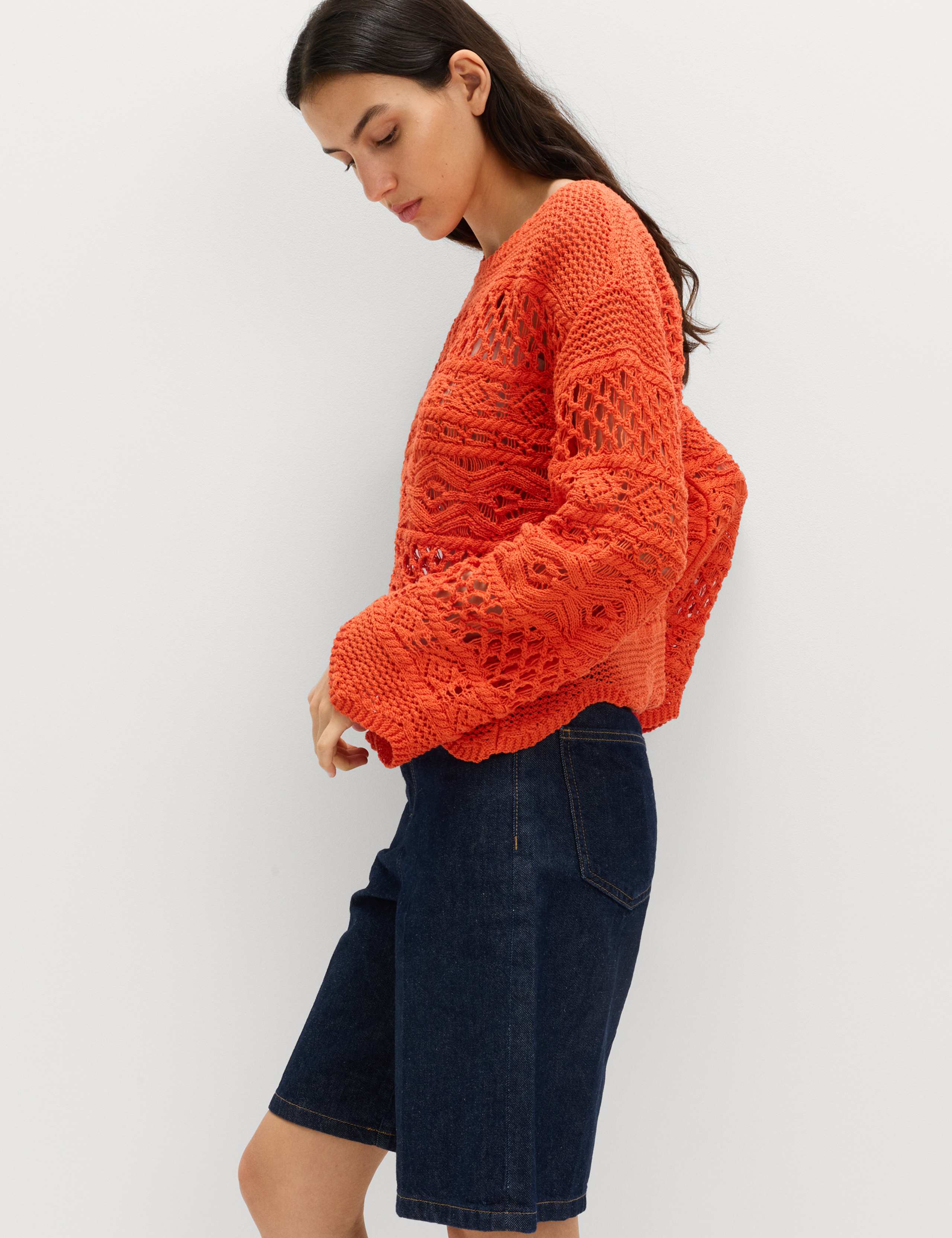 Cotton Rich Textured Cropped Jumper 5 of 5