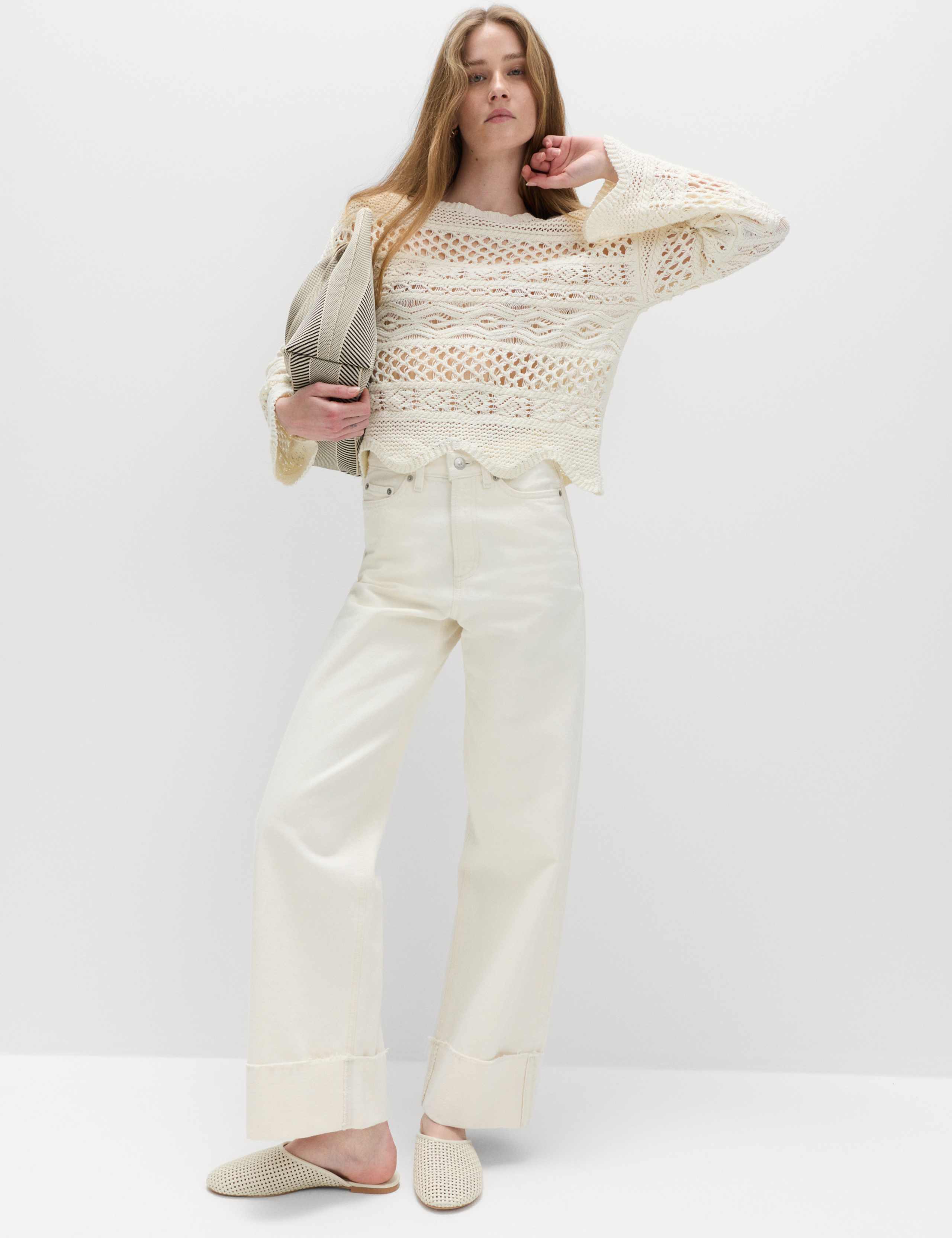 Cotton Rich Textured Cropped Jumper 4 of 5