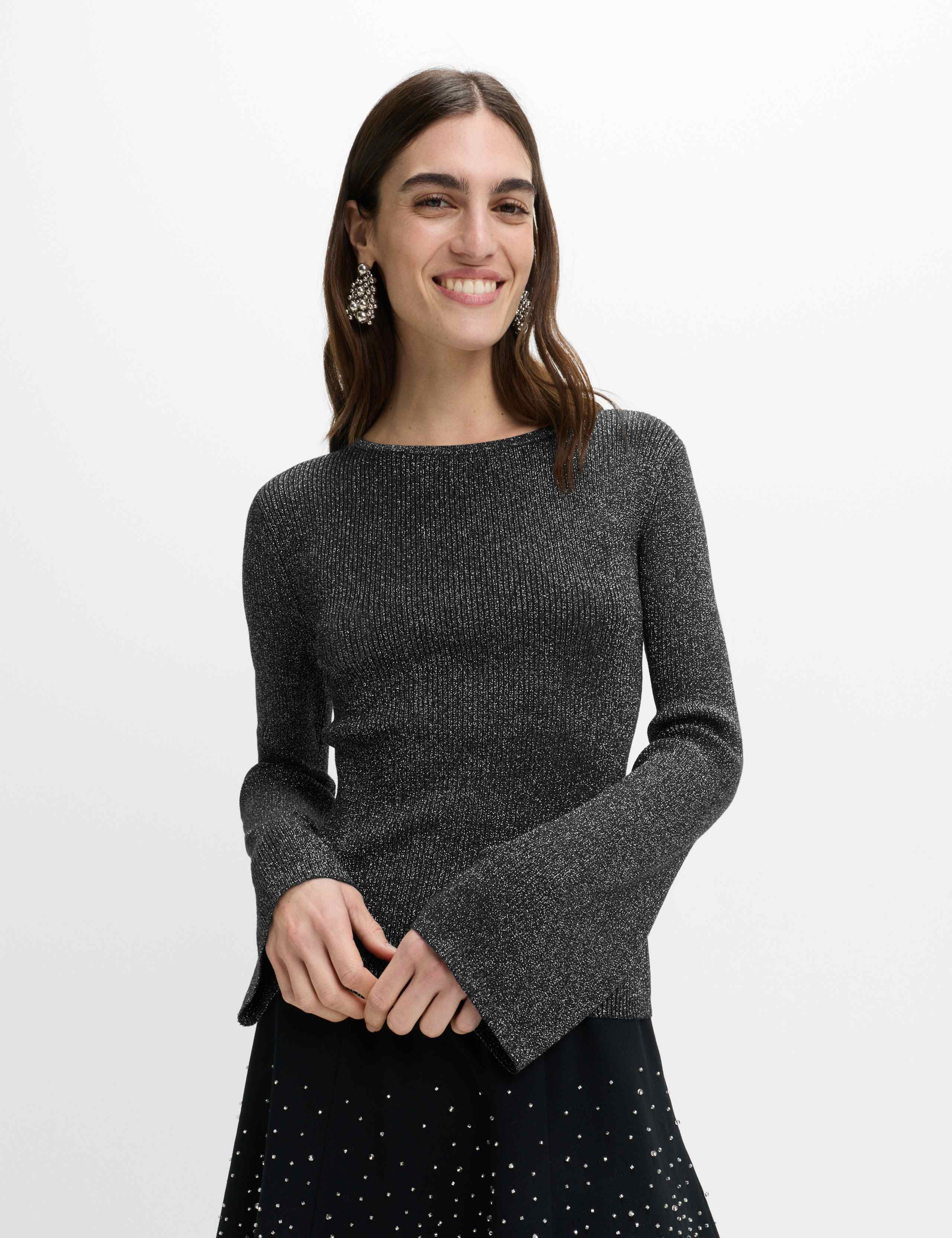 Sparkly Flute Sleeve Knitted Top 4 of 5
