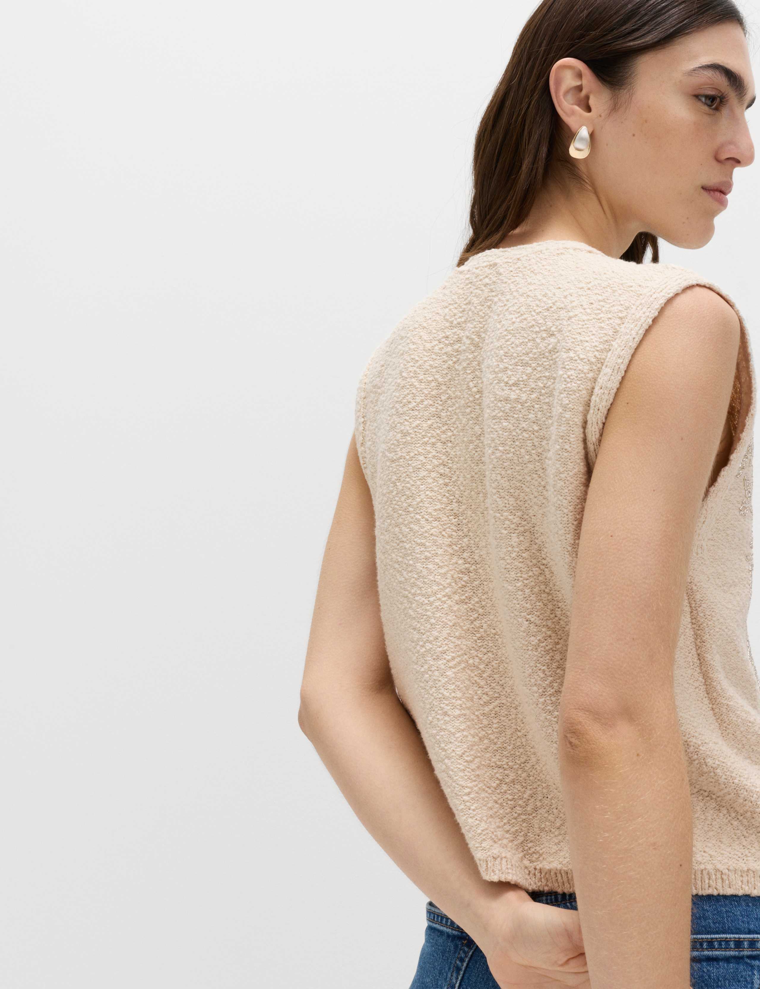 Cotton Rich Embellished Textured Cropped Waistcoat 1 of 6