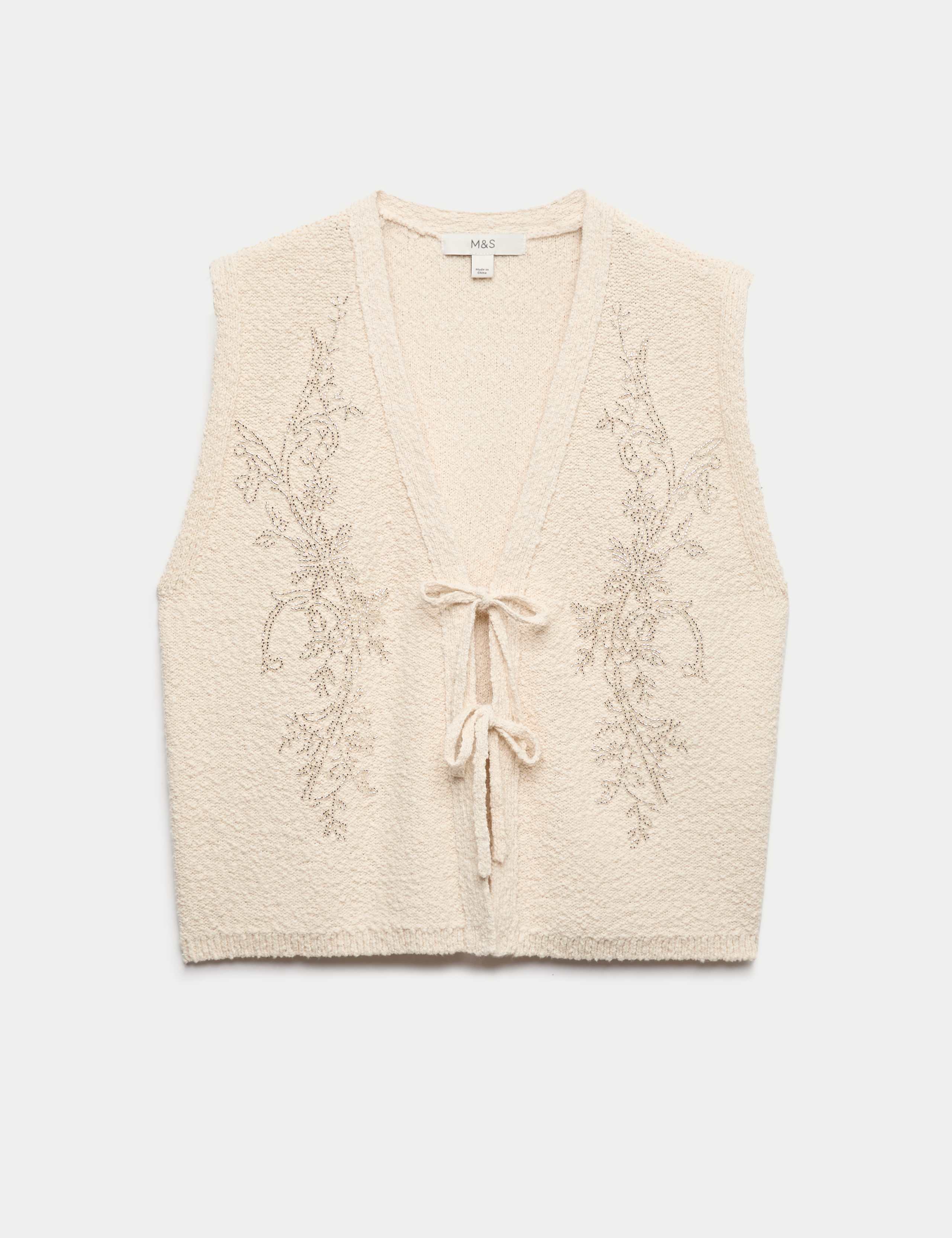 Cotton Rich Embellished Textured Cropped Waistcoat 2 of 6