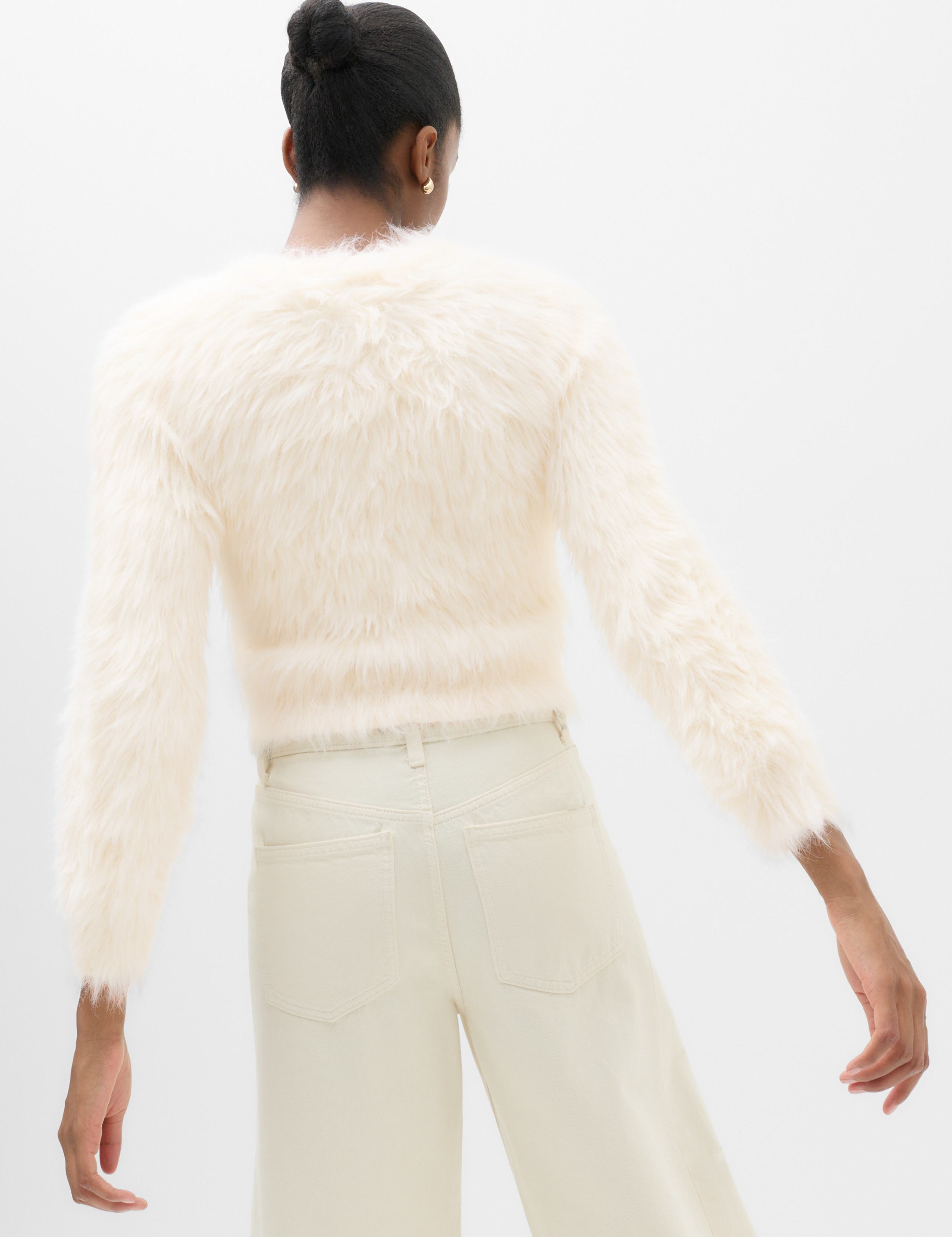 Textured Crew Neck Slim Fit Cropped Jumper 3 of 6