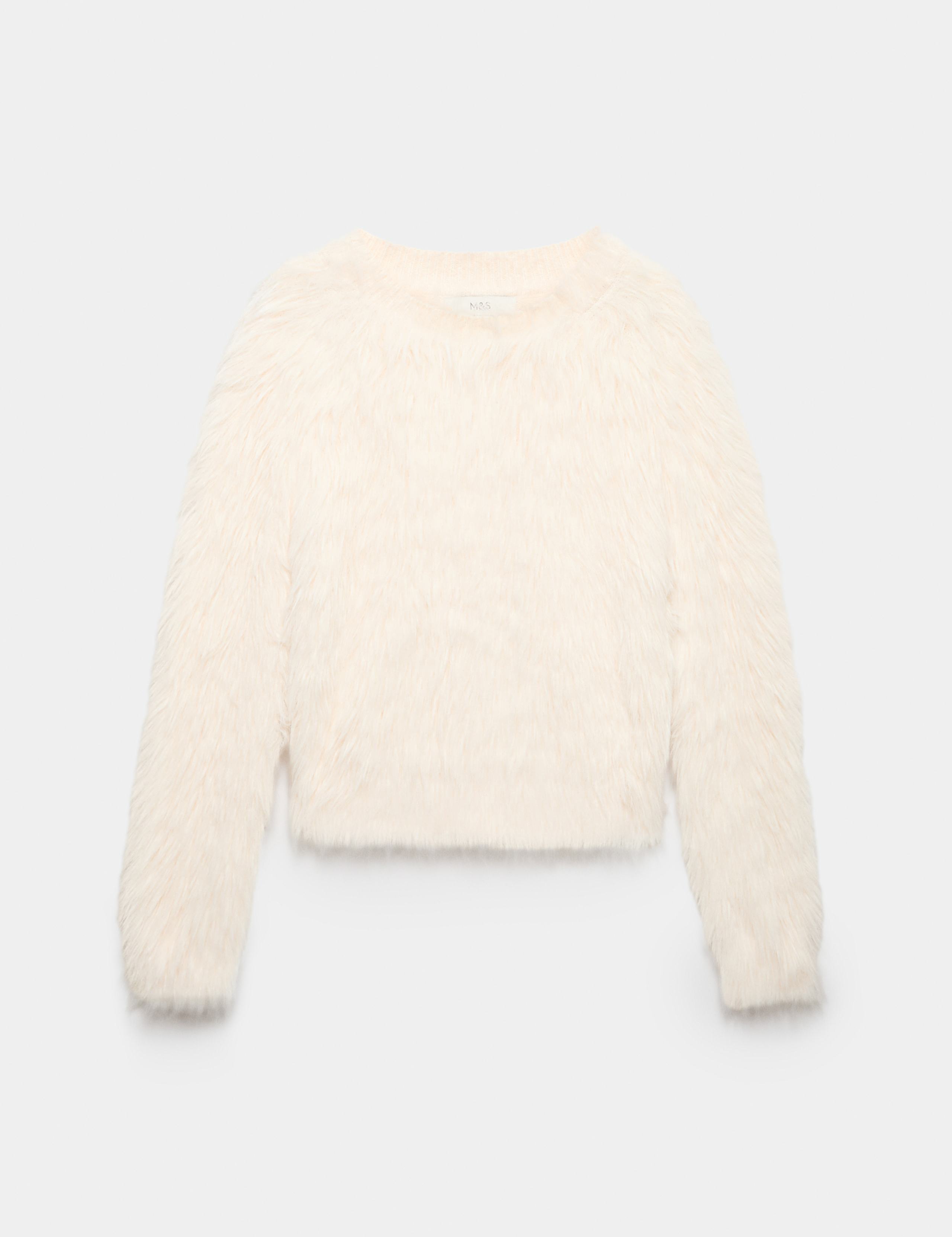 Textured Crew Neck Slim Fit Cropped Jumper 2 of 6