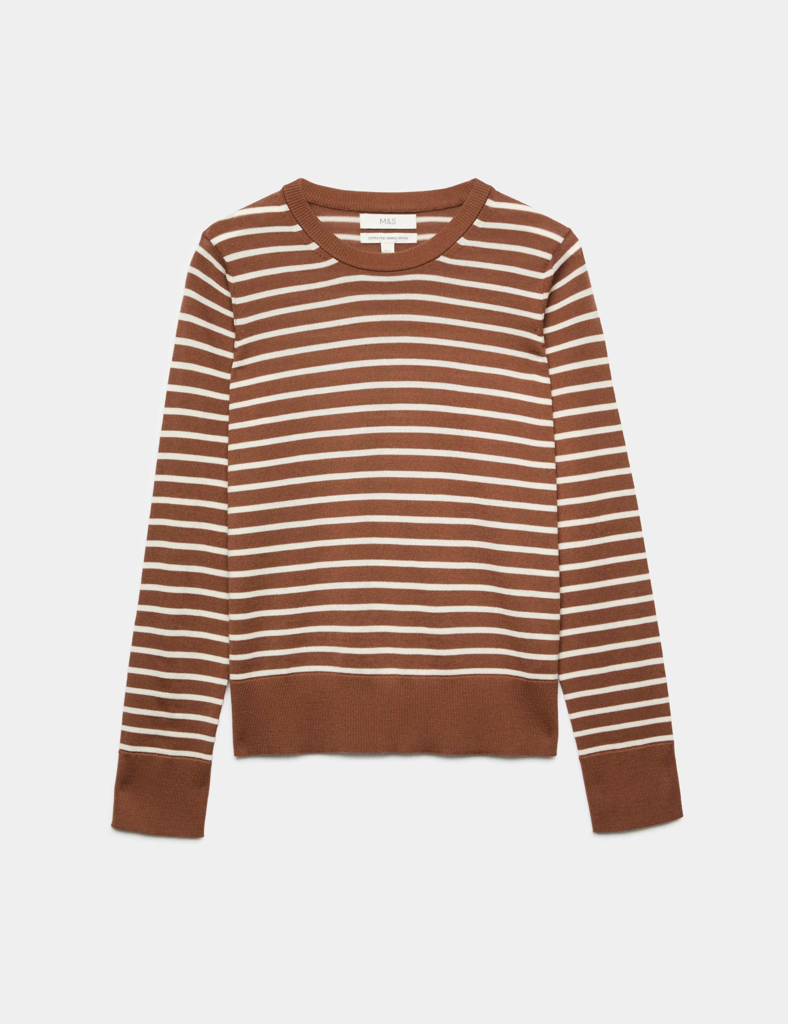 Pure Merino Wool Striped Crew Neck Jumper 1 of 1