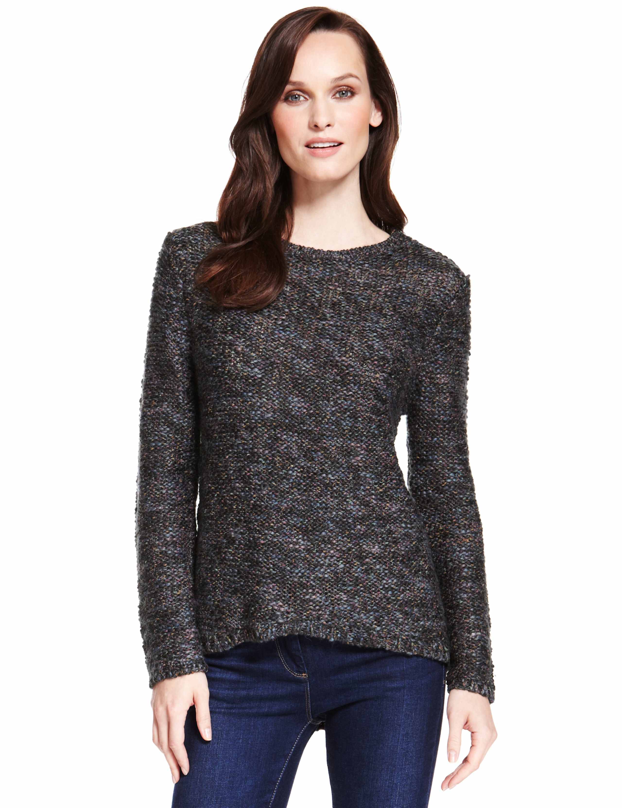 Reverse Knit Slub Tweed Jumper with Wool 1 of 6