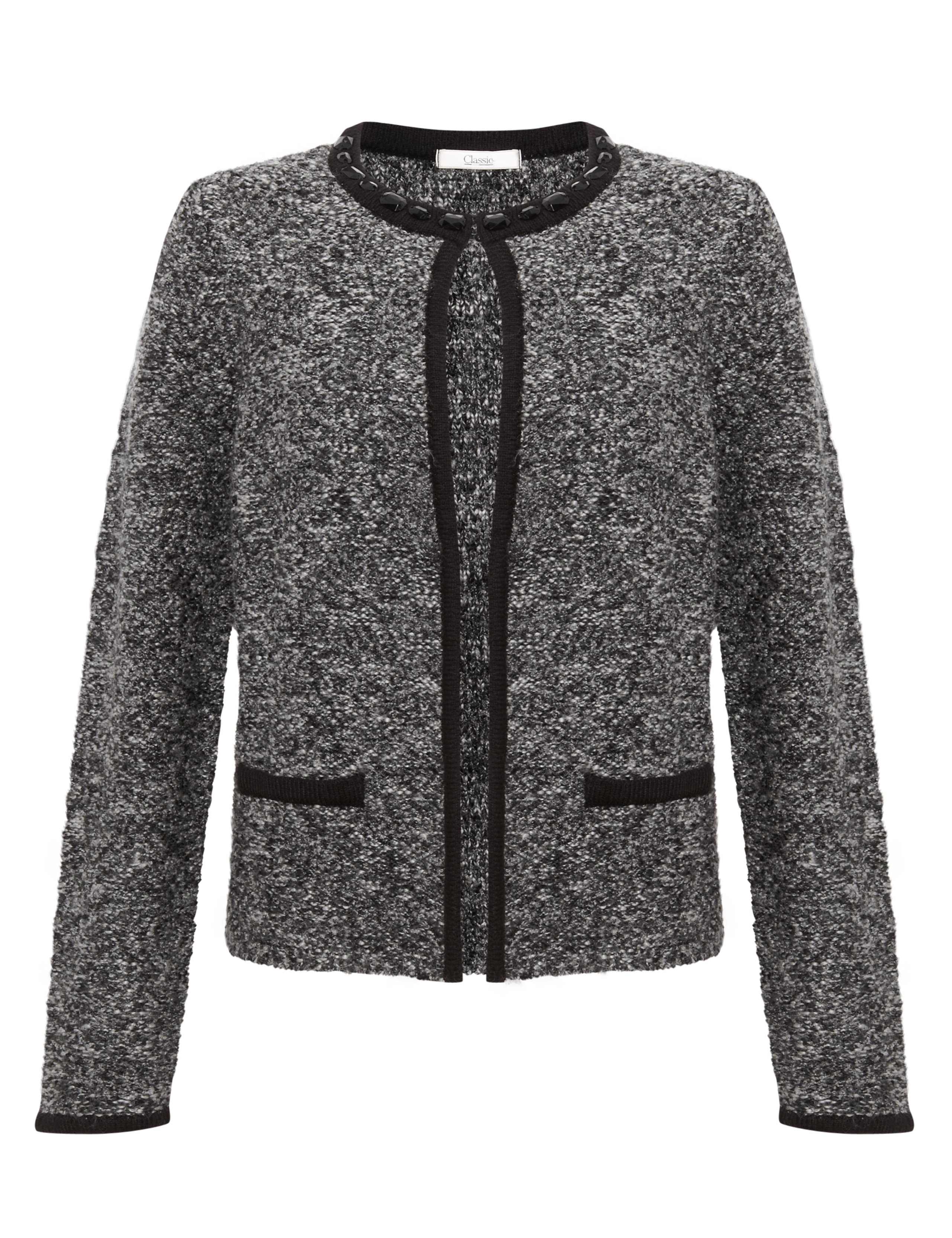Bead Embellished Bouclé Knitted Jacket with Wool 2 of 10