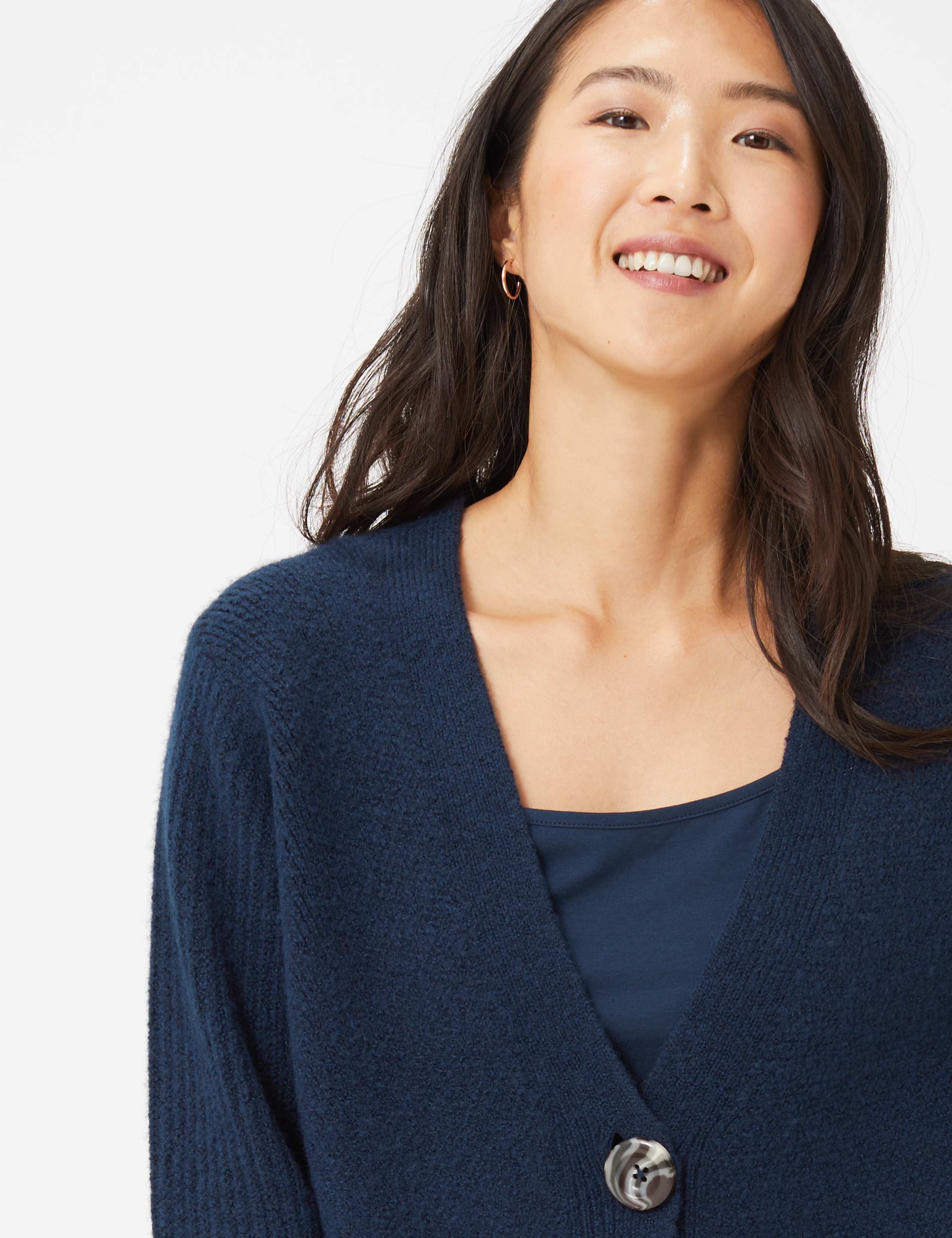 Ribbed V-Neck Relaxed Fit Cardigan 3 of 5