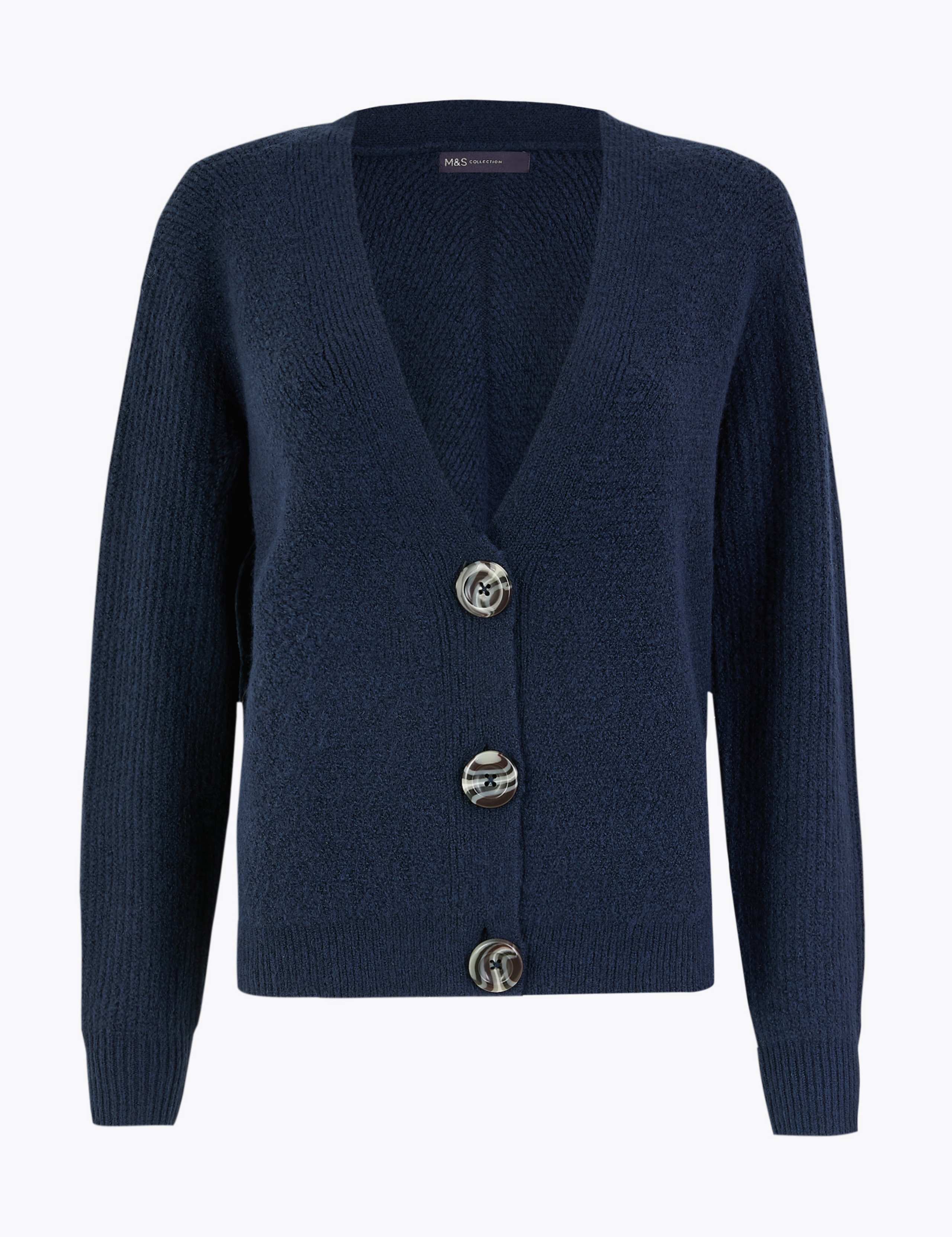 Ribbed V-Neck Relaxed Fit Cardigan 2 of 5