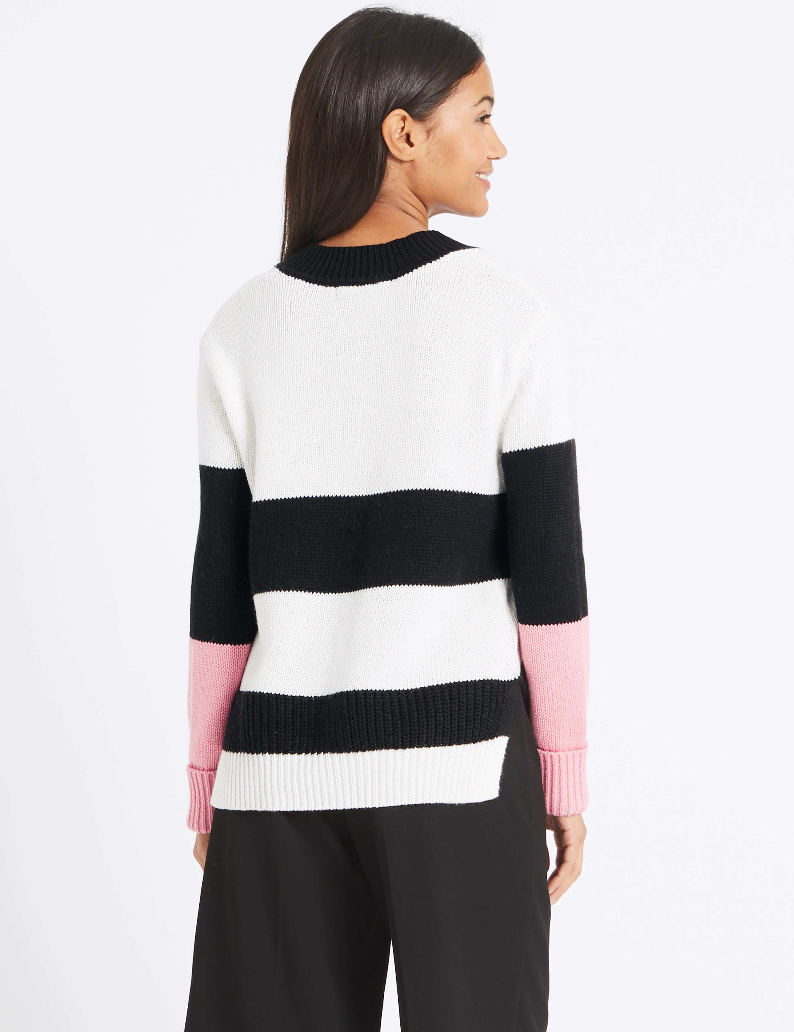 Cotton Blend Colour Block V-Neck Jumper 3 of 3