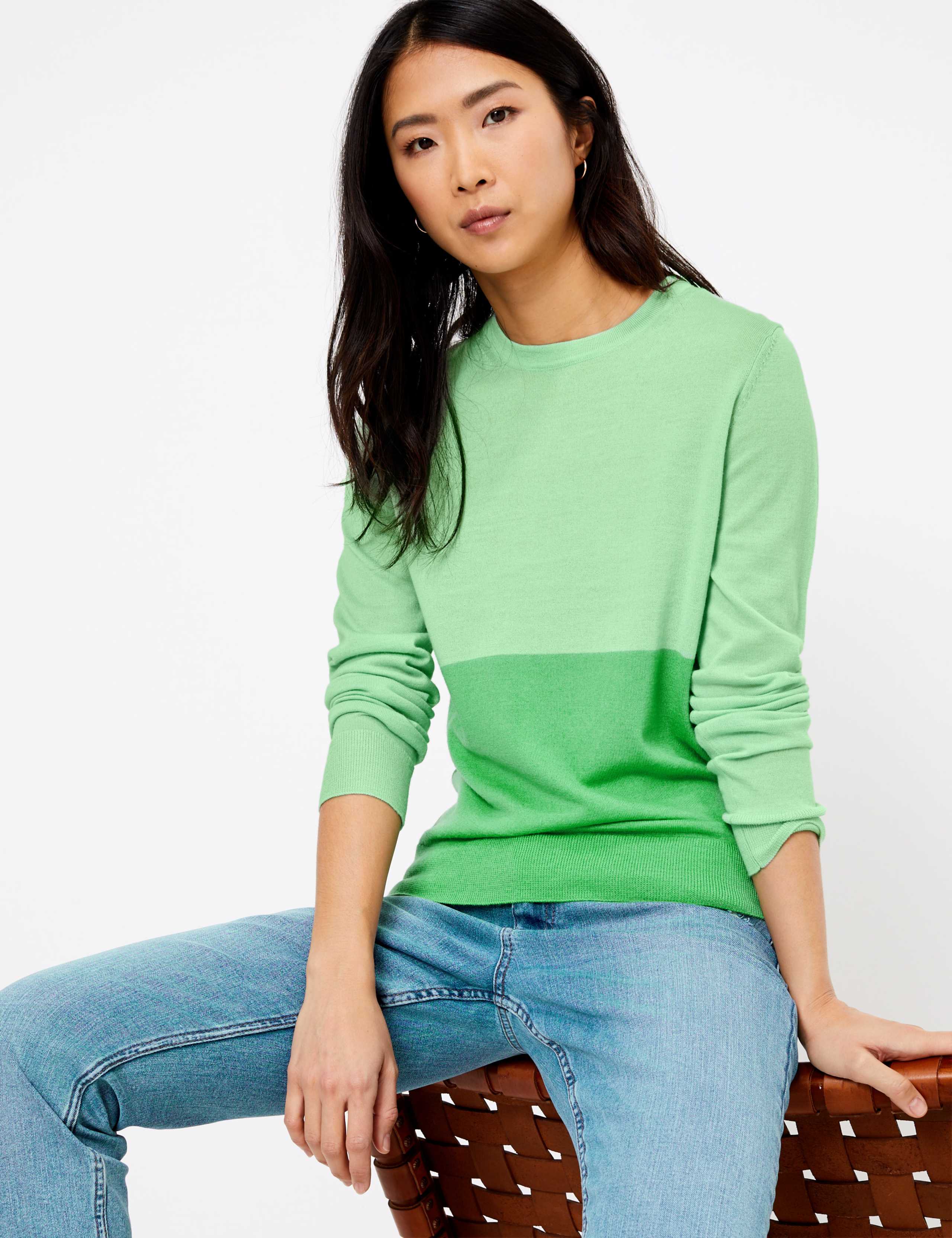 Pure Merino Wool Colour Block Jumper 1 of 4