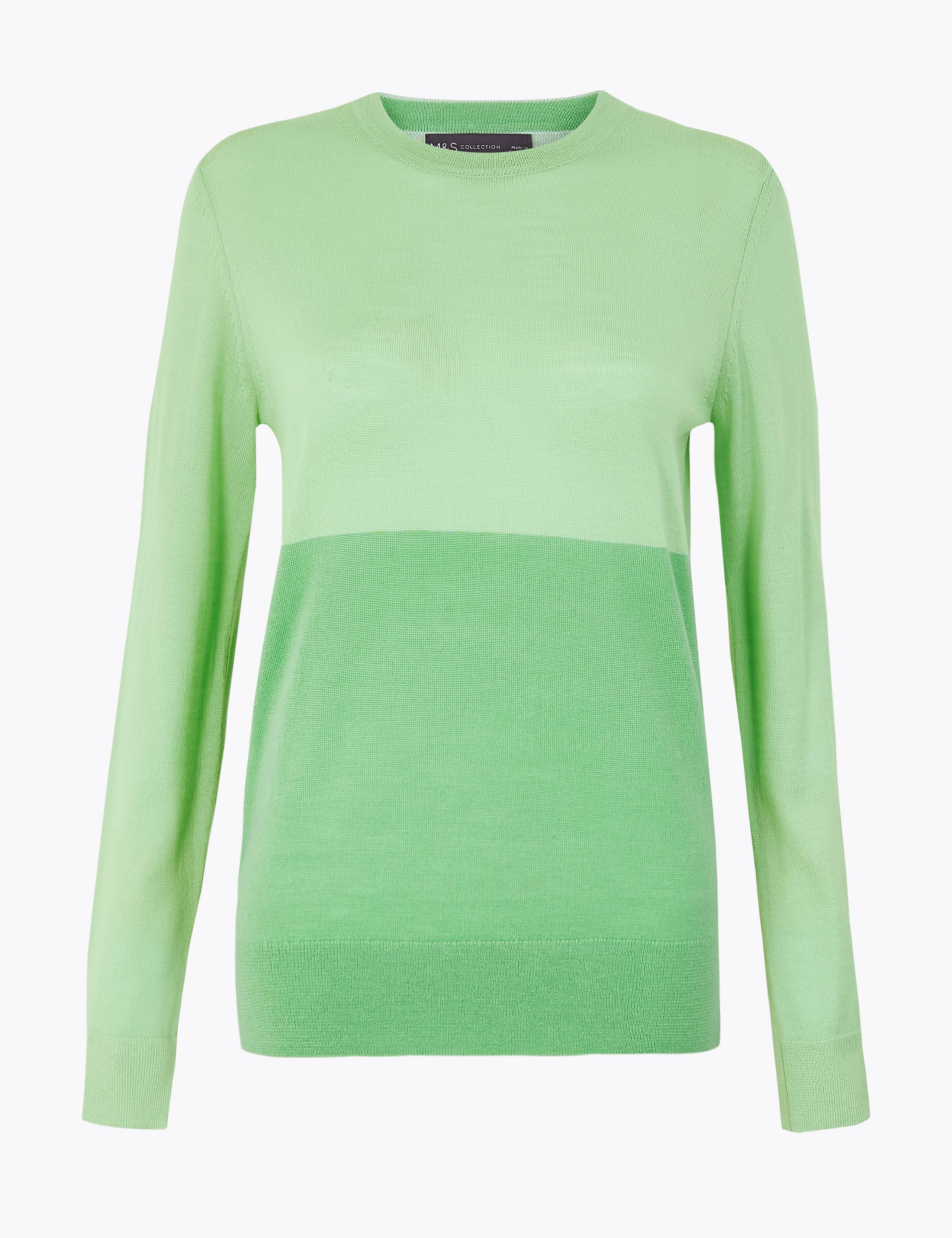 Pure Merino Wool Colour Block Jumper 2 of 4