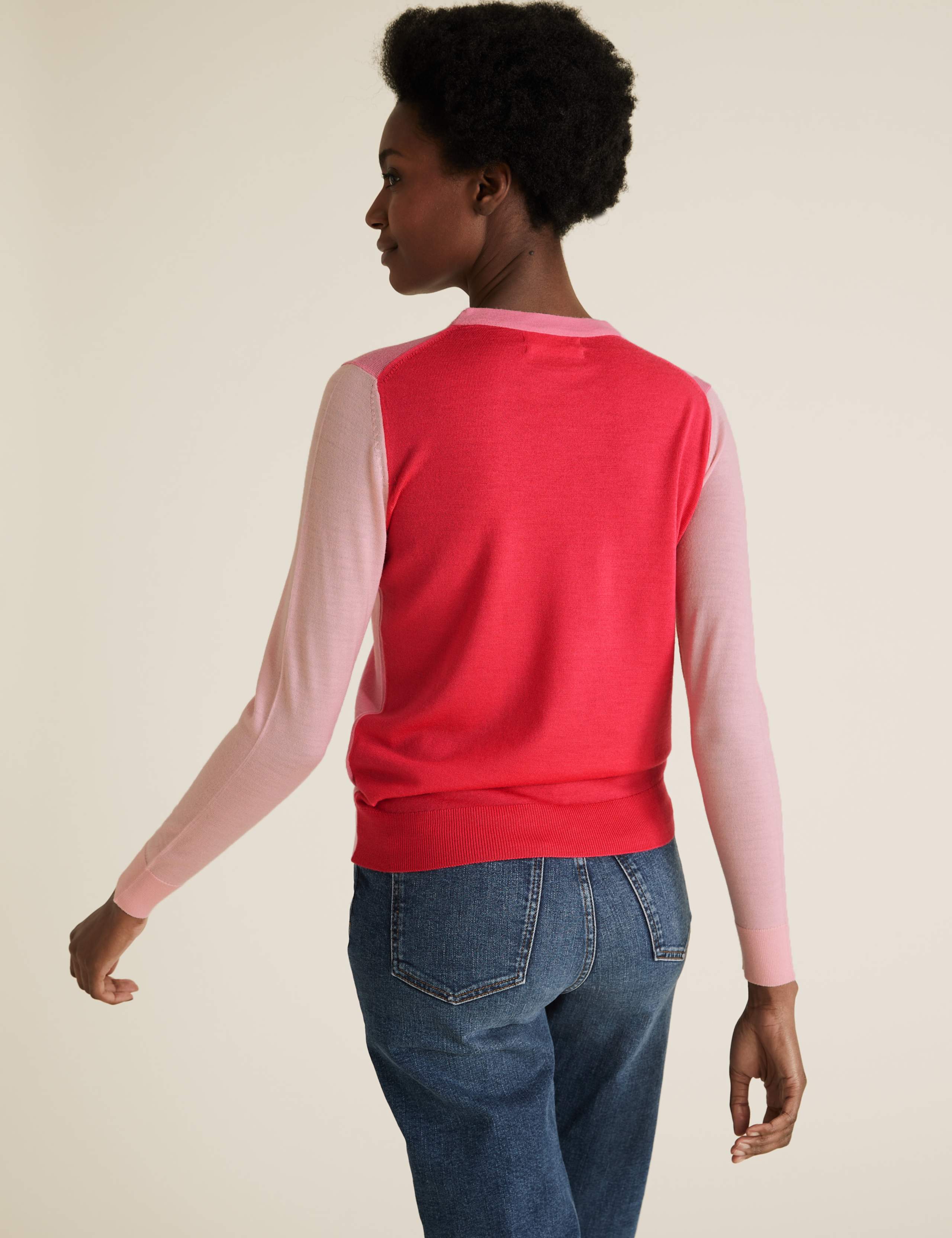 Pure Merino Wool Colour Block Jumper 4 of 5