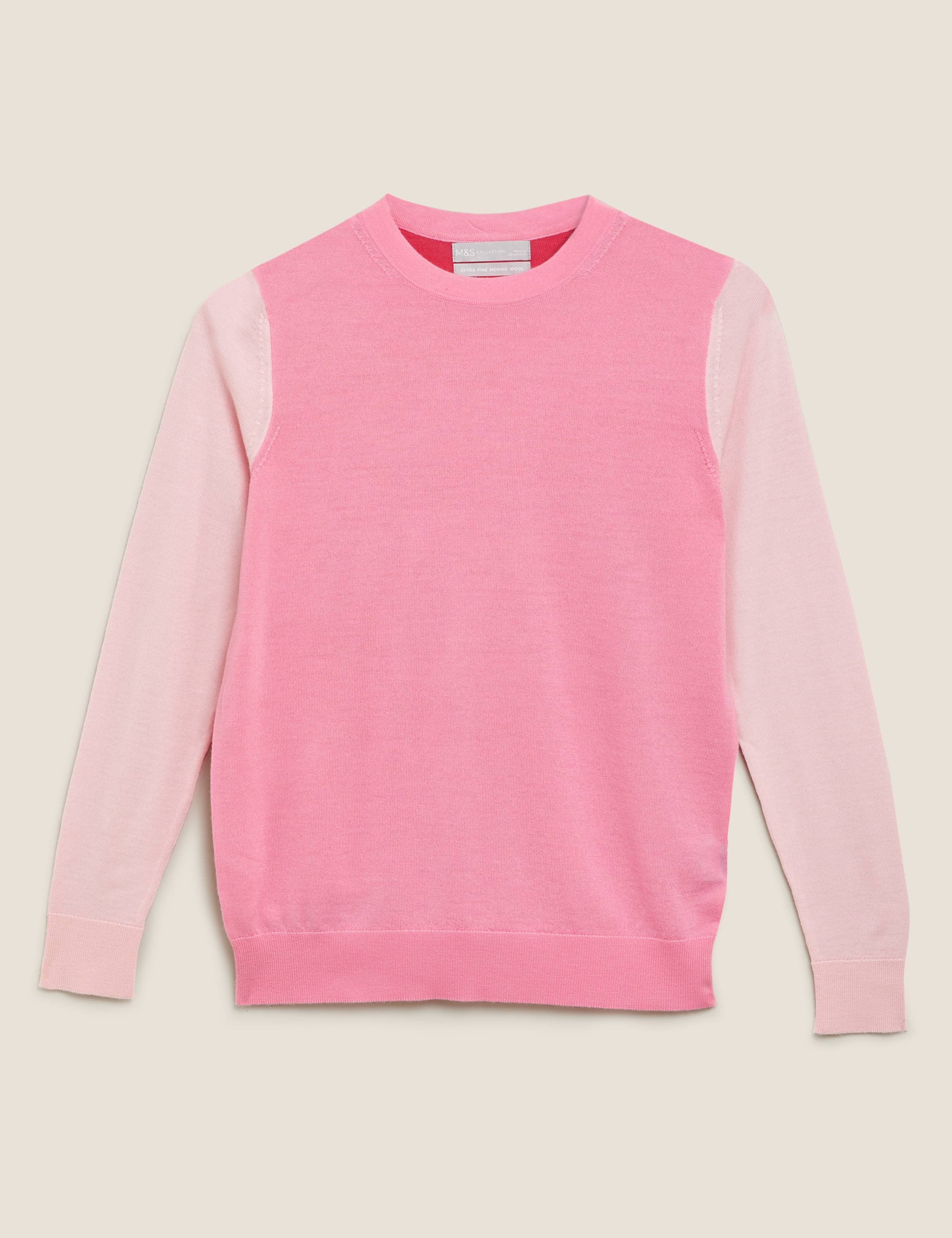 Pure Merino Wool Colour Block Jumper 2 of 5