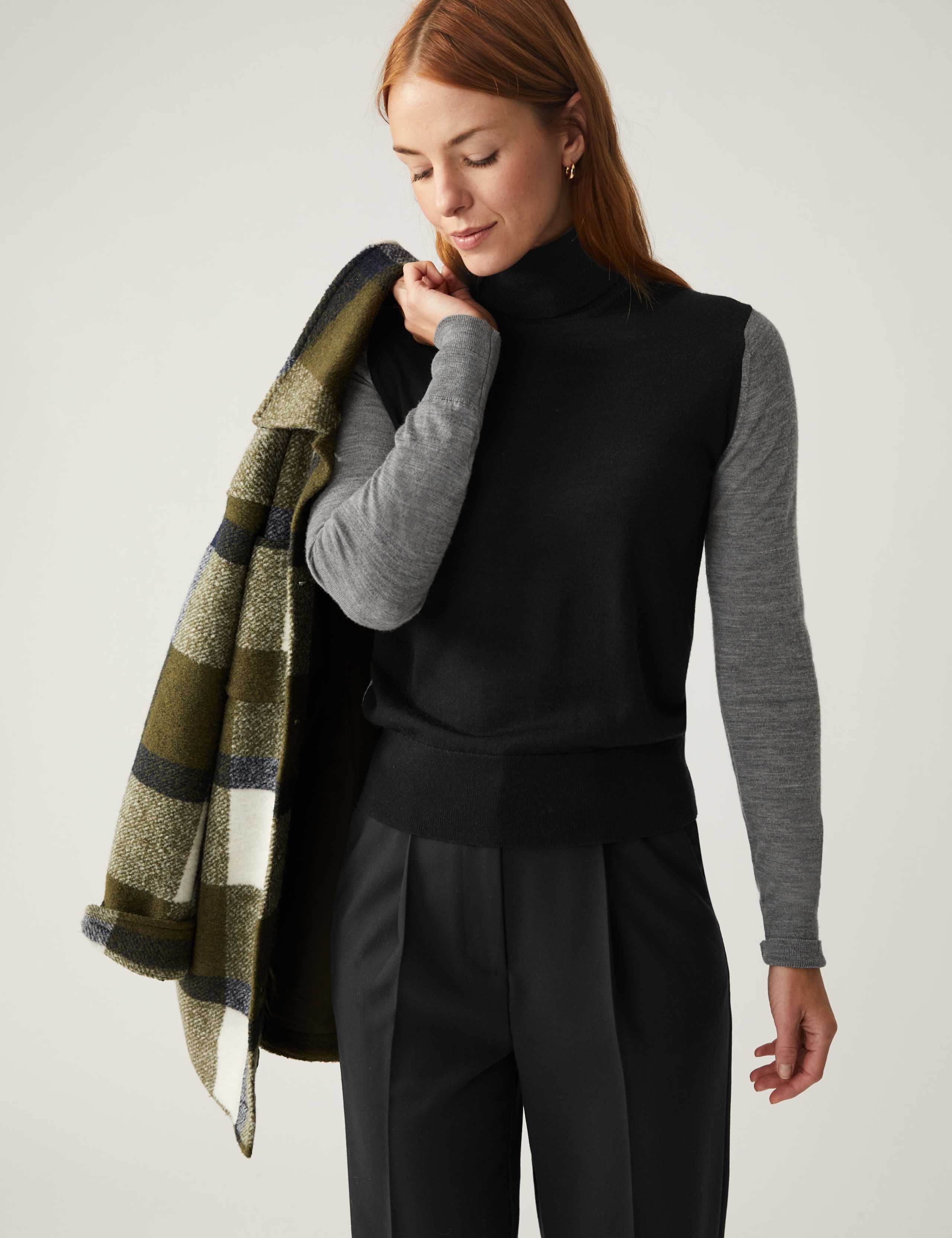Pure Merino Wool Colour Block Jumper 1 of 6