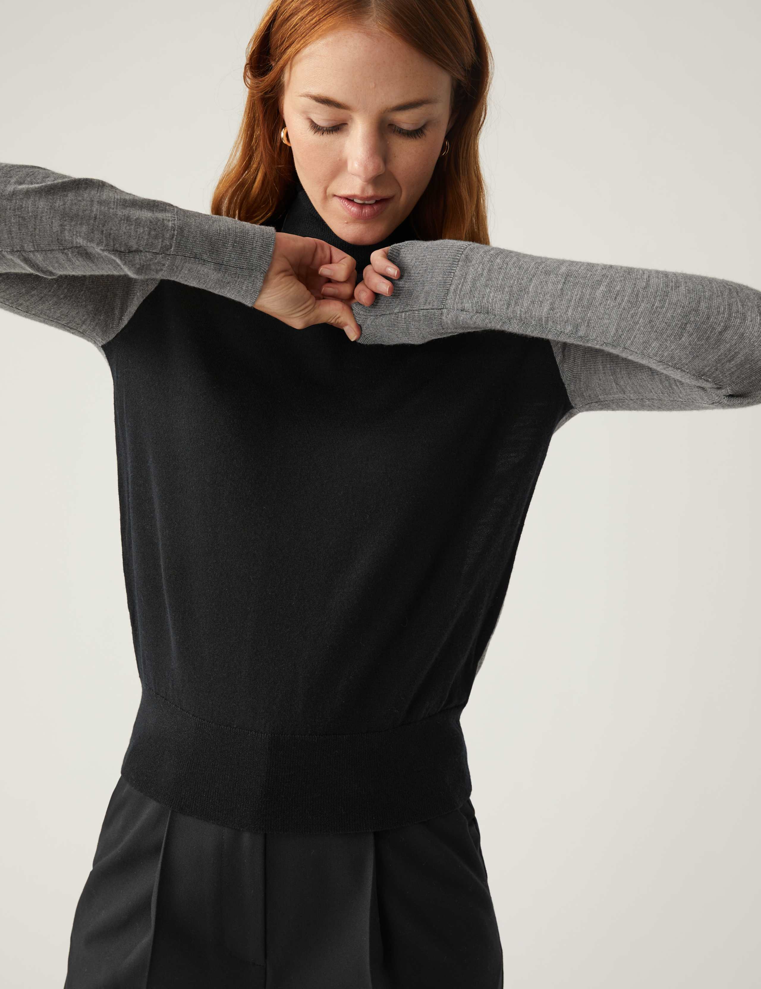 Pure Merino Wool Colour Block Jumper 4 of 6