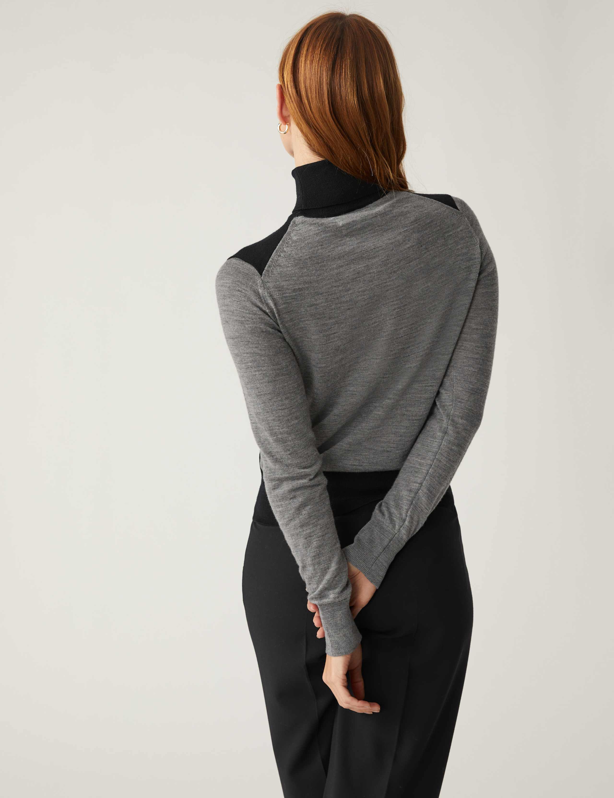 Pure Merino Wool Colour Block Jumper 5 of 6