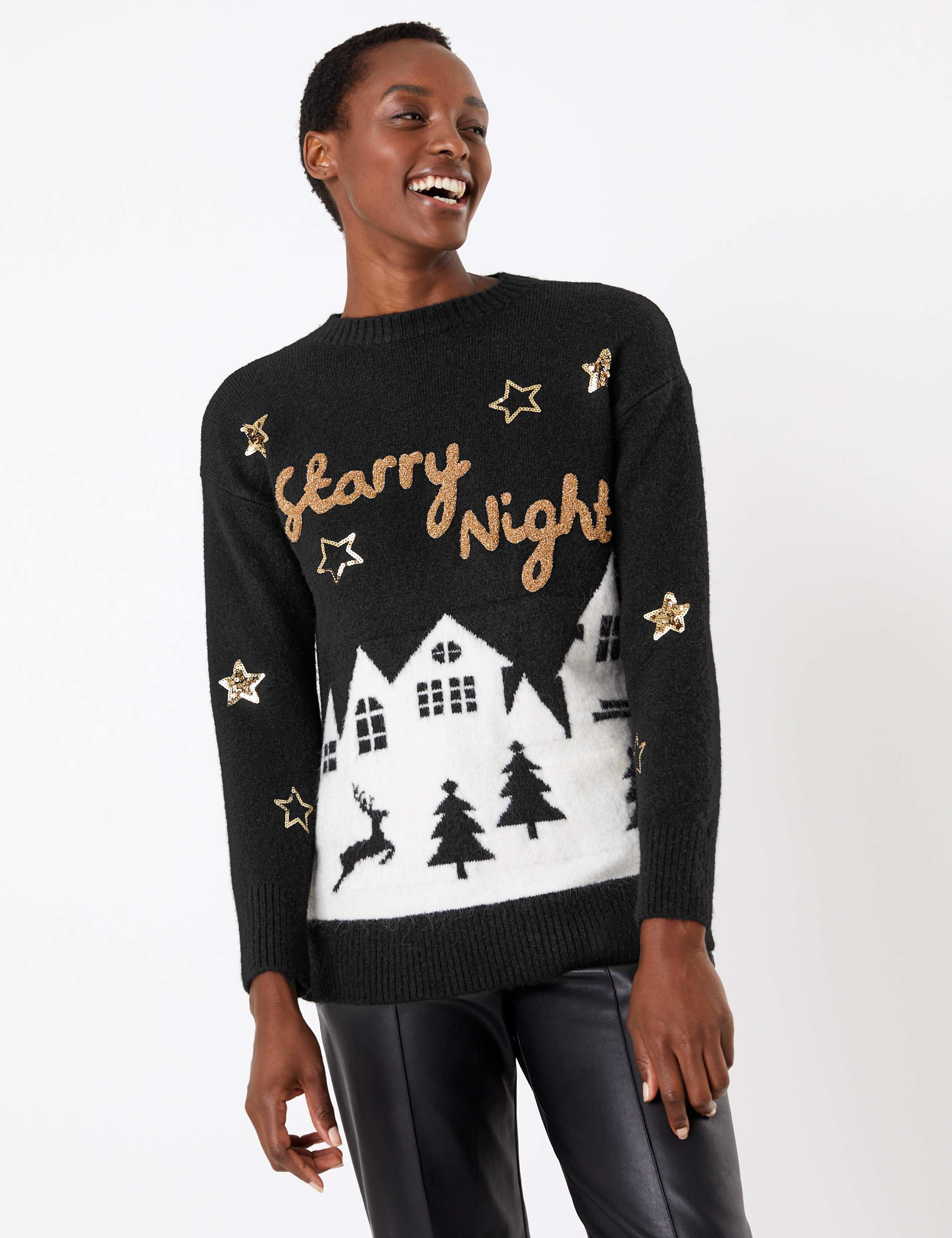 Novelty Starry Night Christmas Jumper 1 of 4