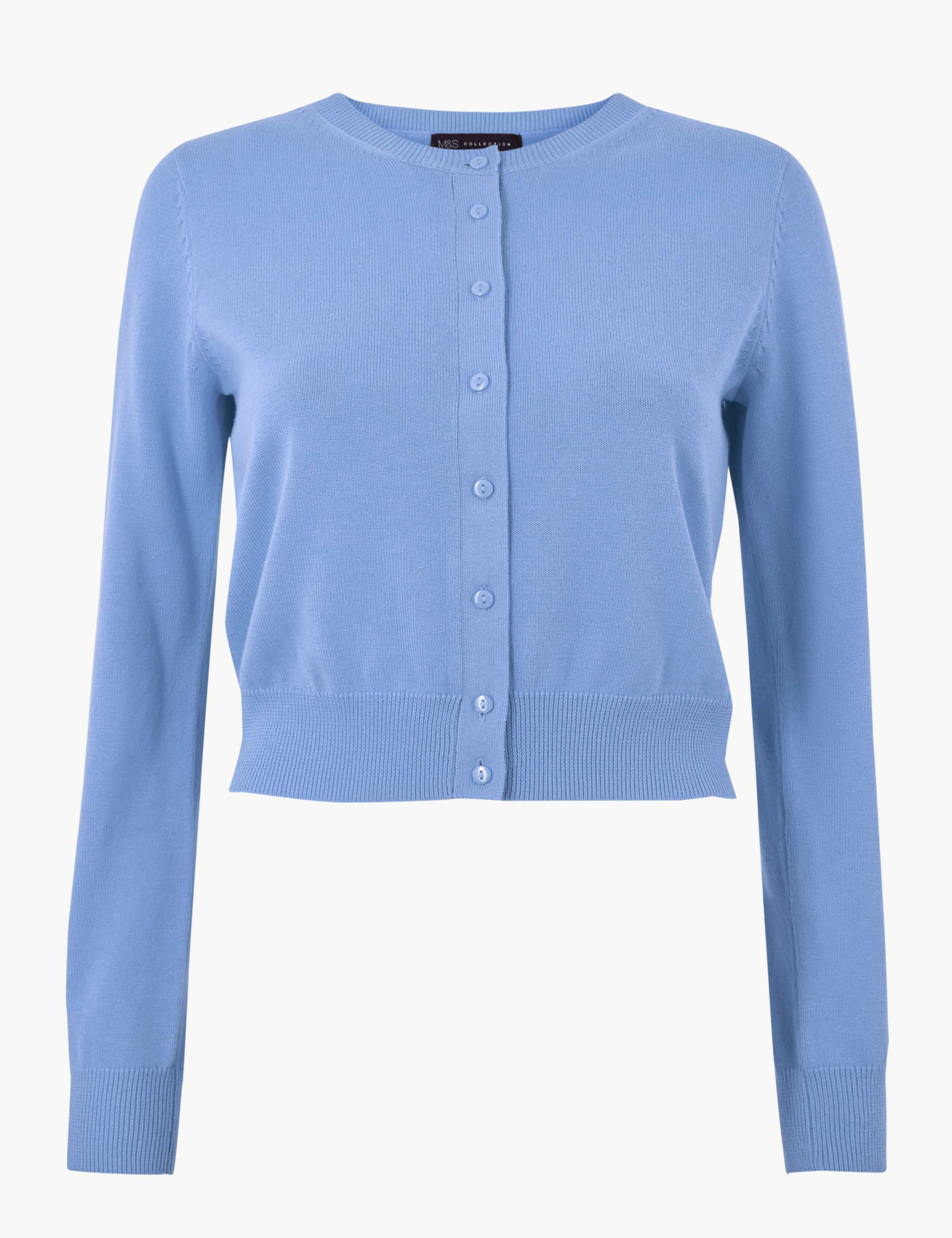 Pure Cotton Cropped Round Neck Cardigan 2 of 4