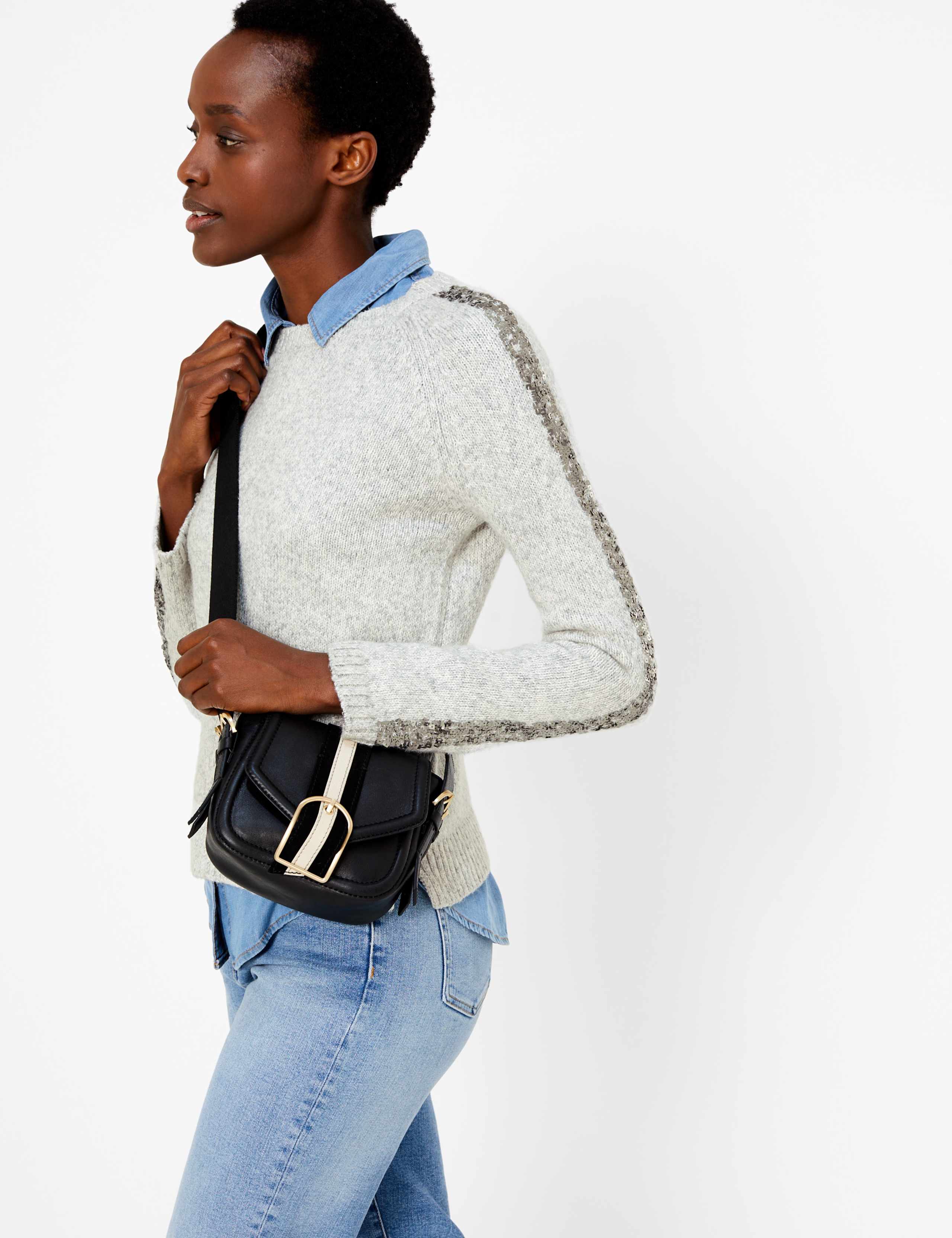 Sequinned Embellished Round Neck Jumper 1 of 5