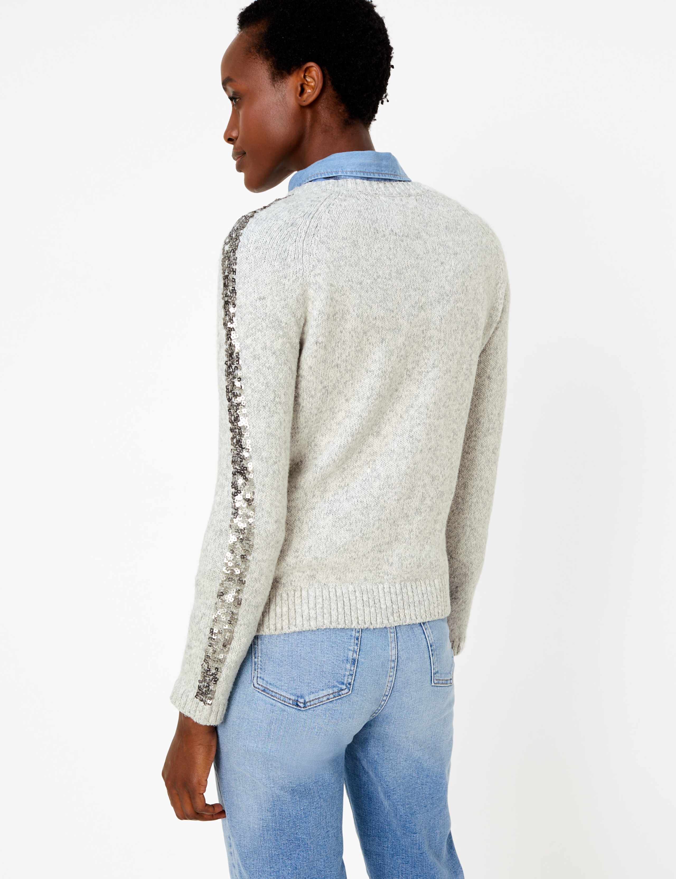 Sequinned Embellished Round Neck Jumper 3 of 5