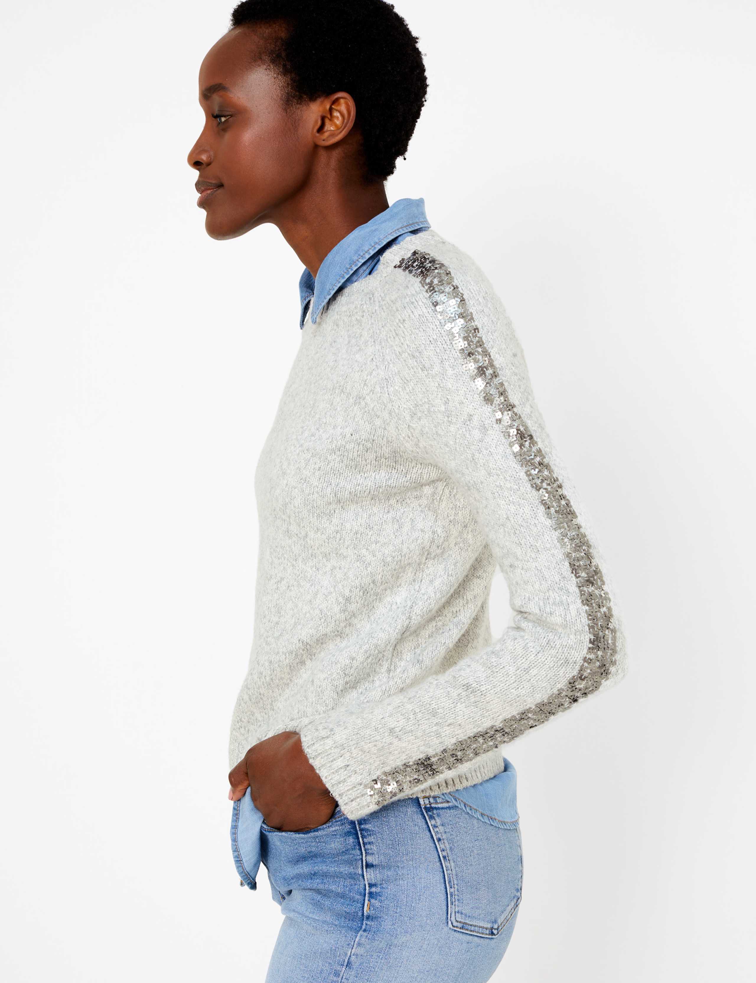 Sequinned Embellished Round Neck Jumper 4 of 5