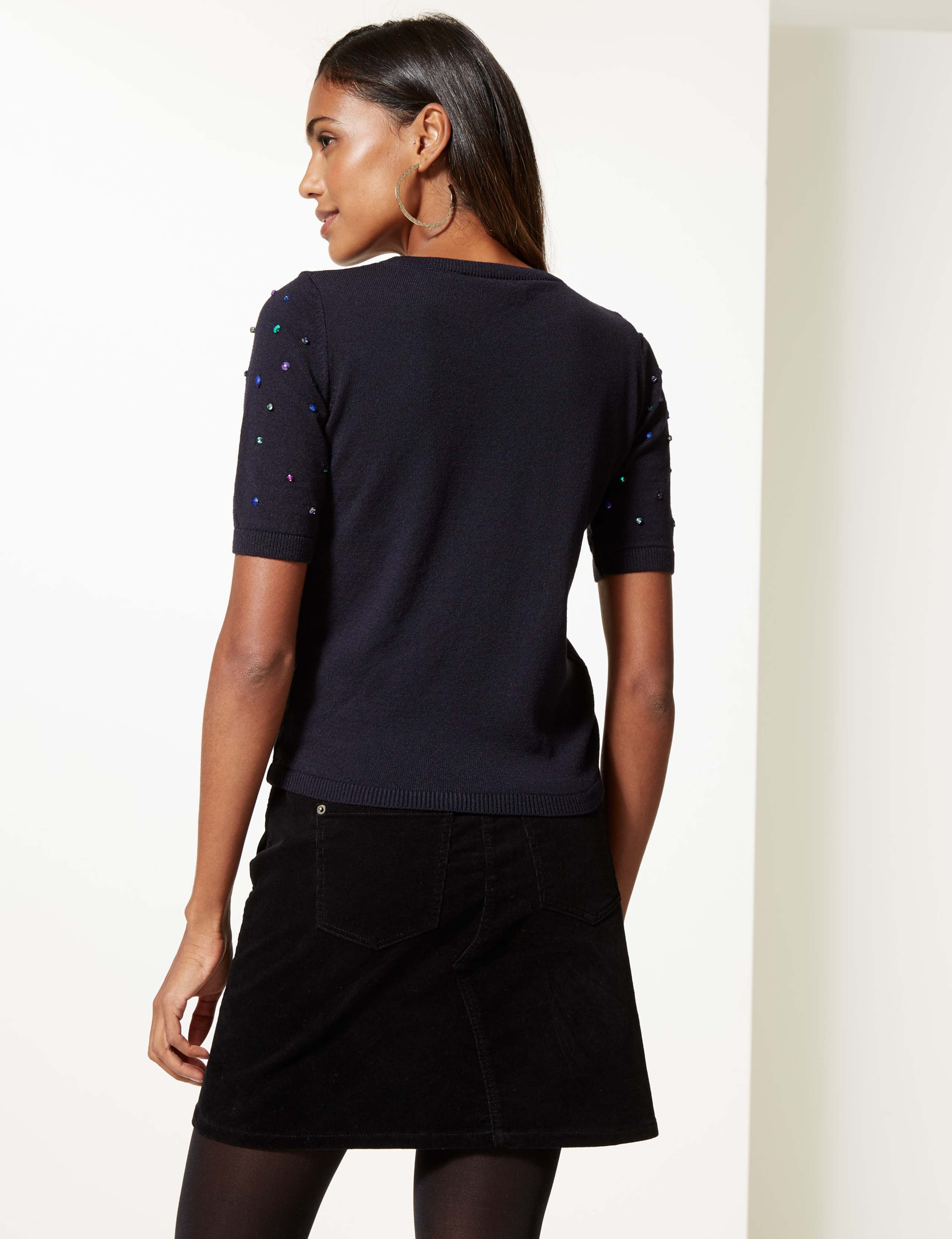 Embellished Round Neck Half Sleeve Jumper 4 of 4