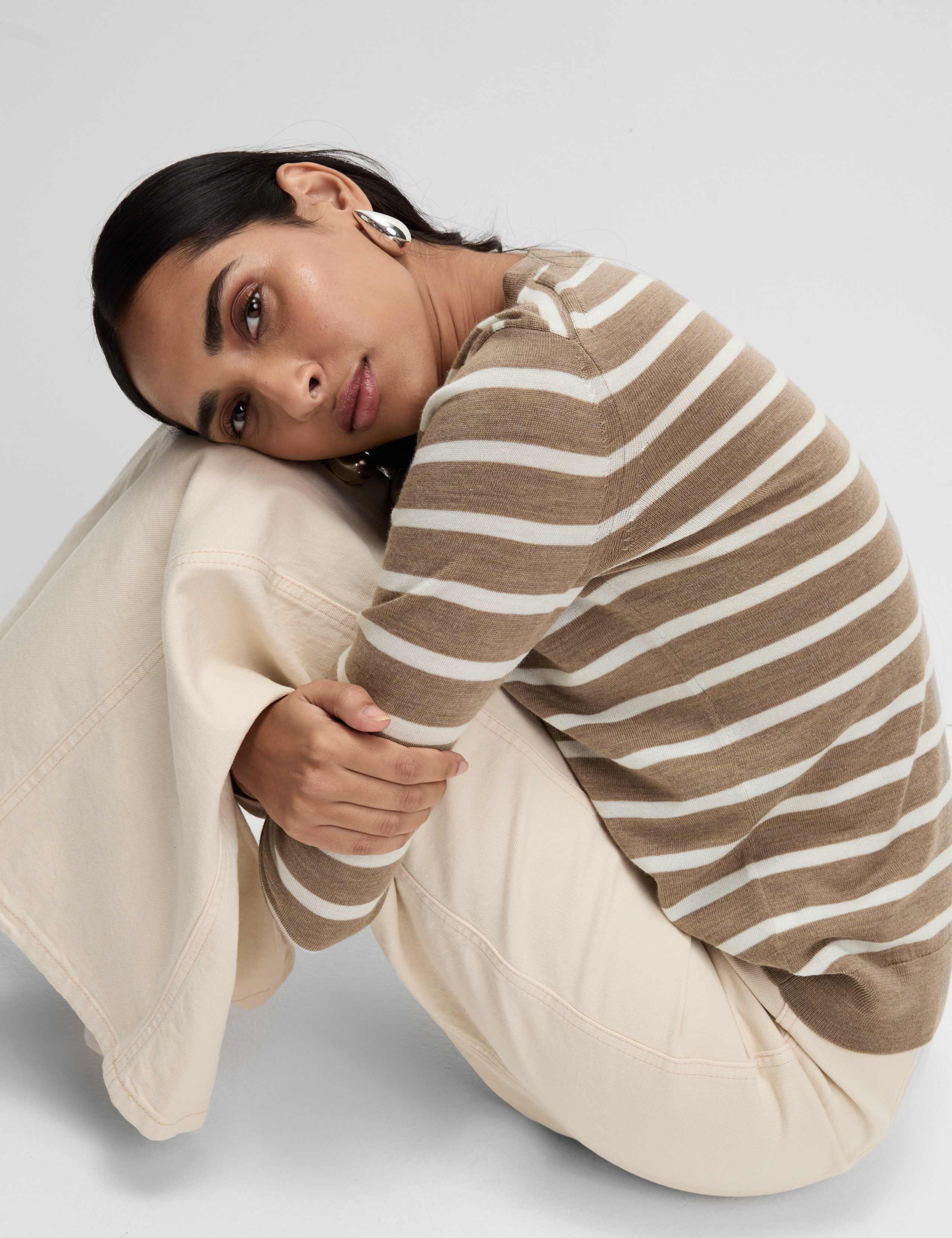 Pure Merino Wool Striped Jumper 1 of 6