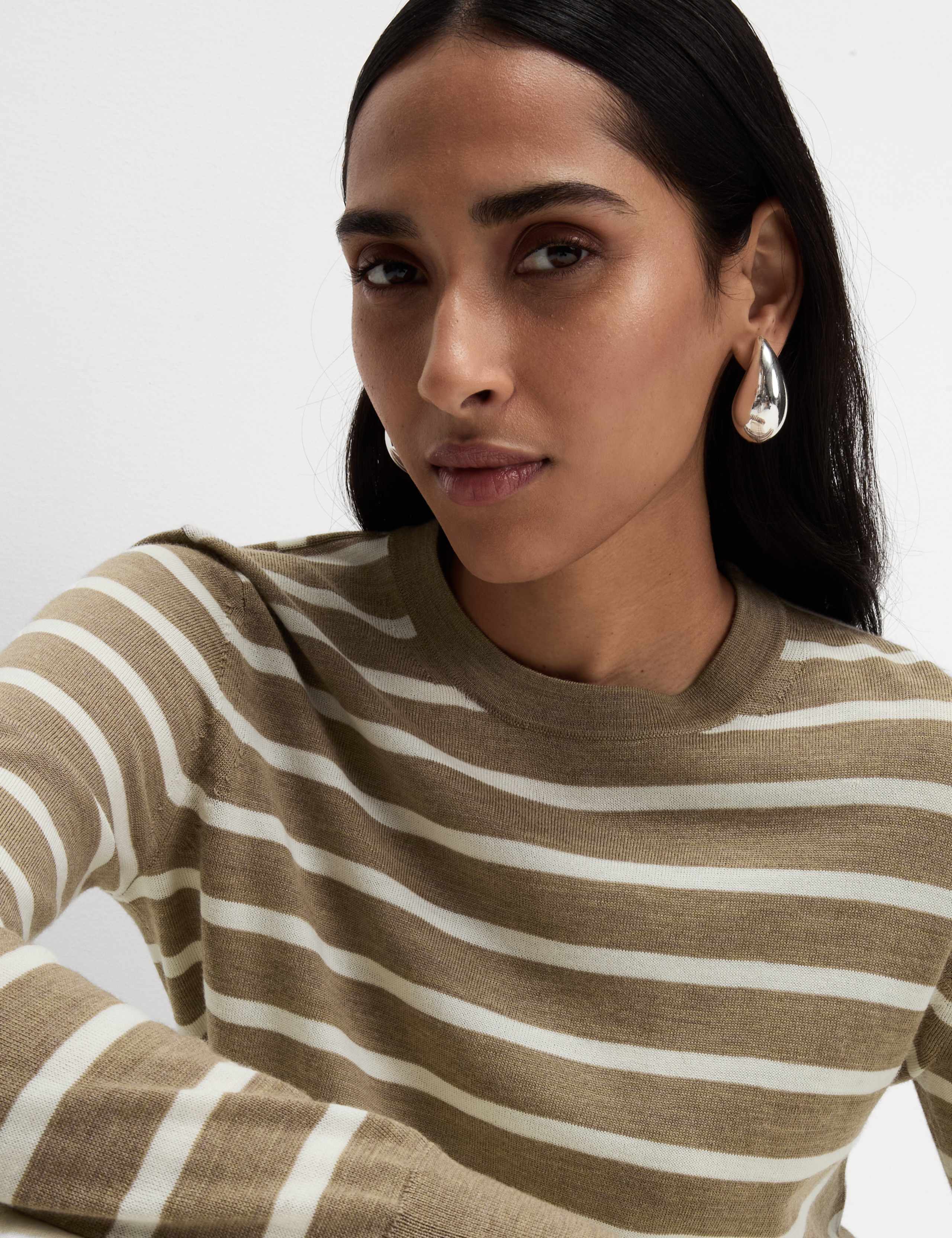 Pure Merino Wool Striped Jumper 3 of 6