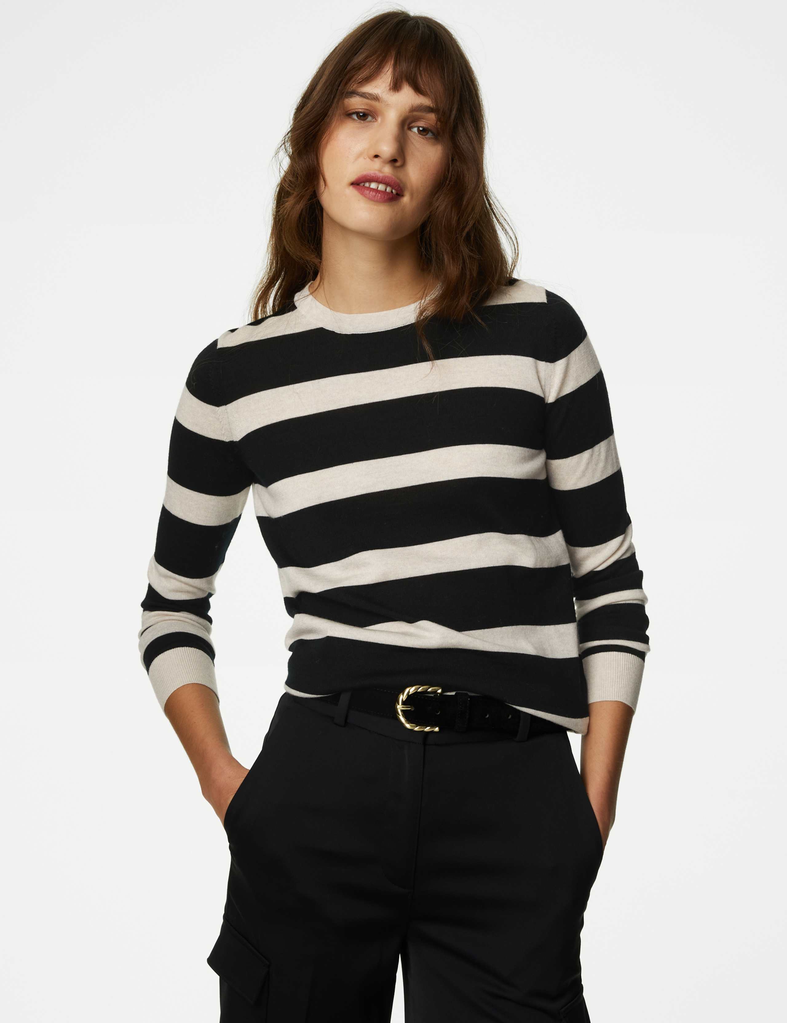 Pure Merino Wool Striped Jumper 4 of 6