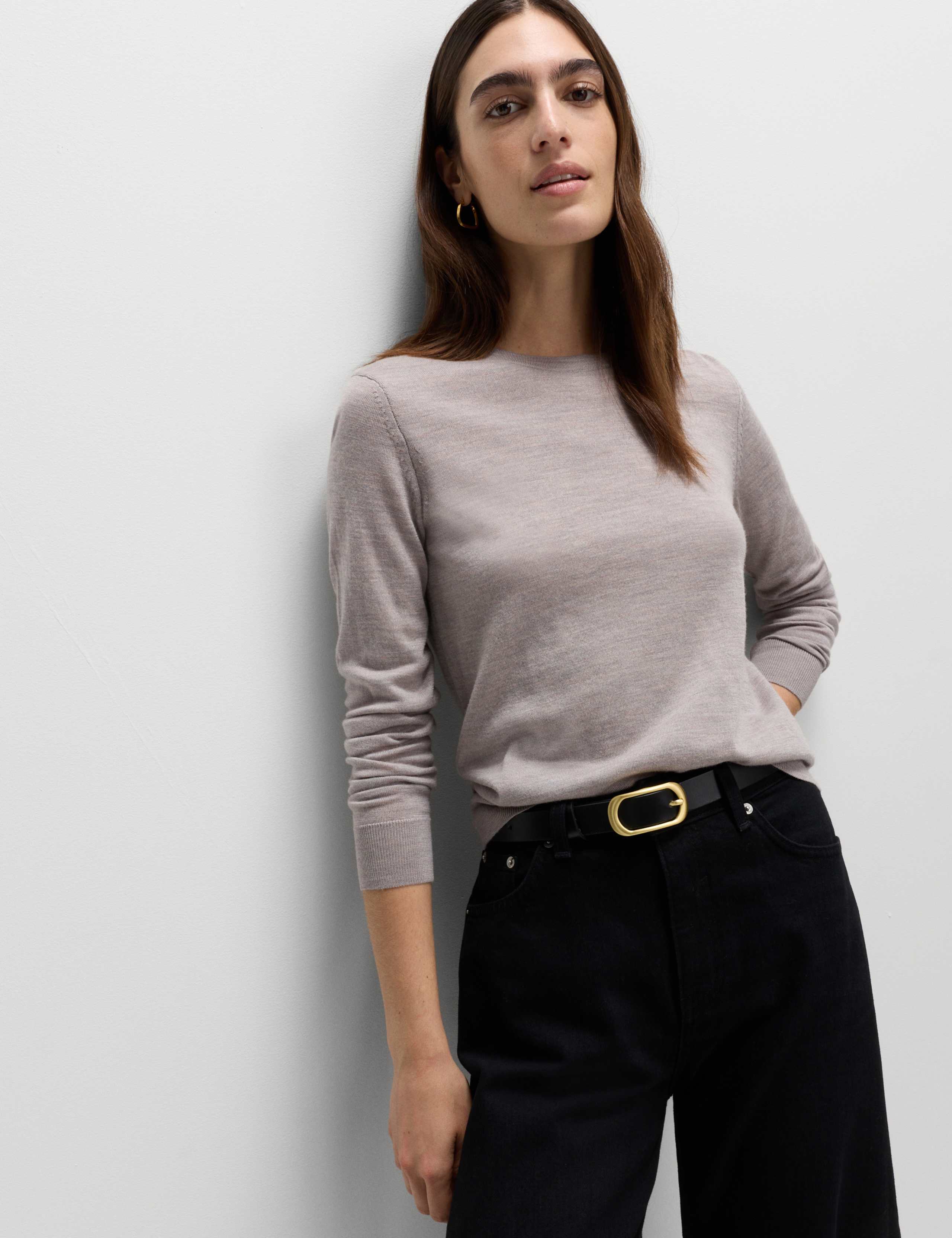 Pure Merino Wool Crew Neck Jumper 1 of 6