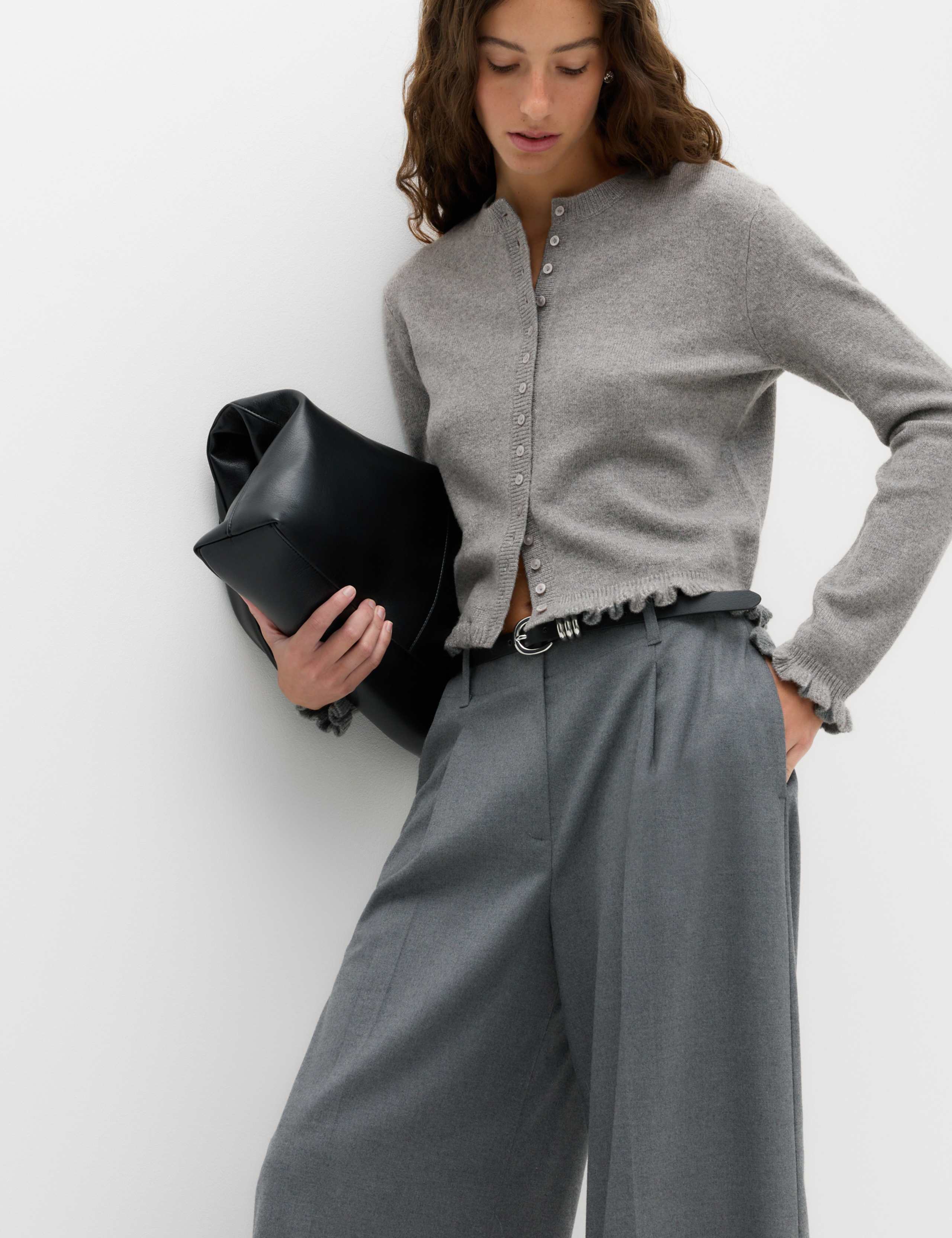 Ruffle Crew Neck Cardigan 4 of 6