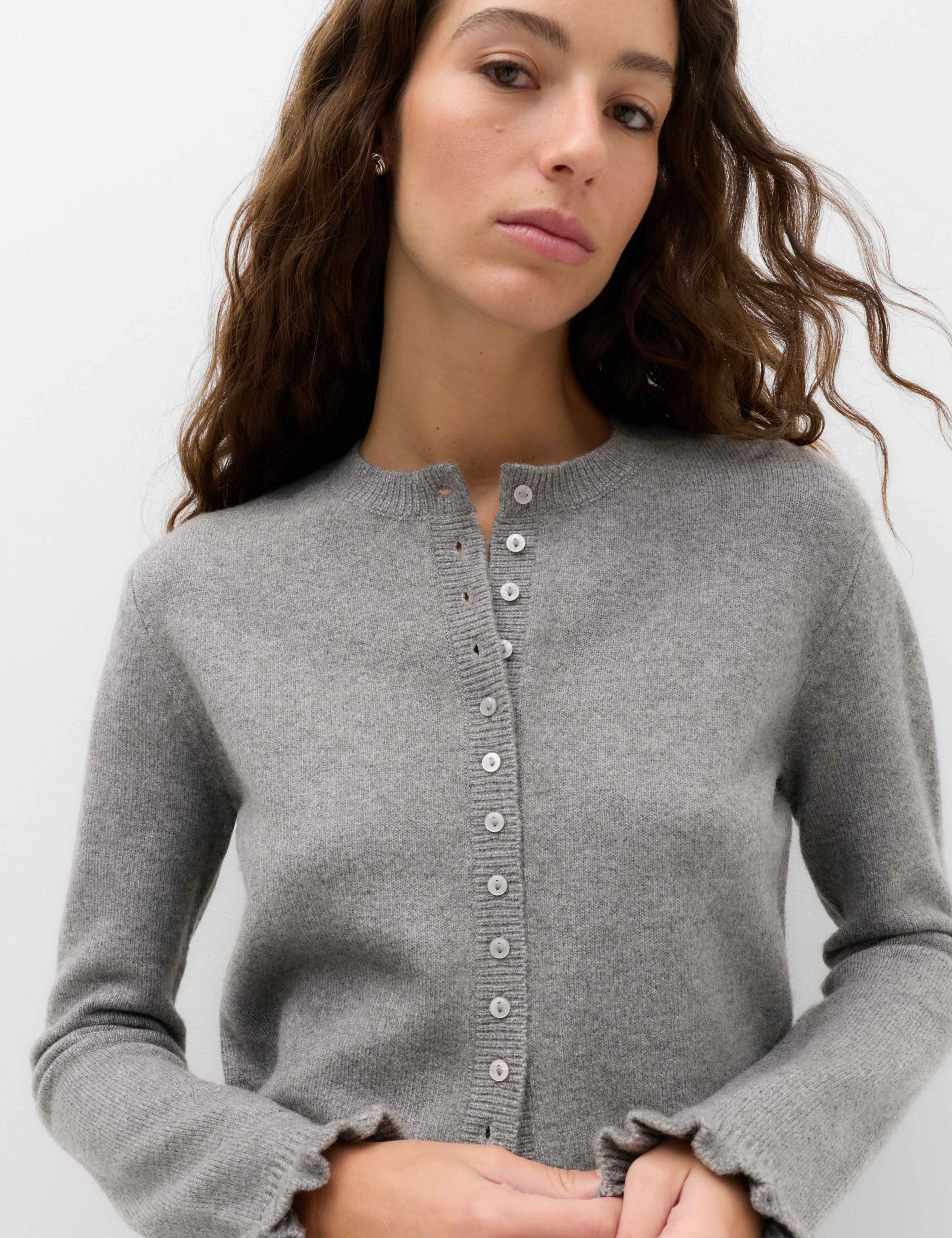 Ruffle Crew Neck Cardigan 6 of 6