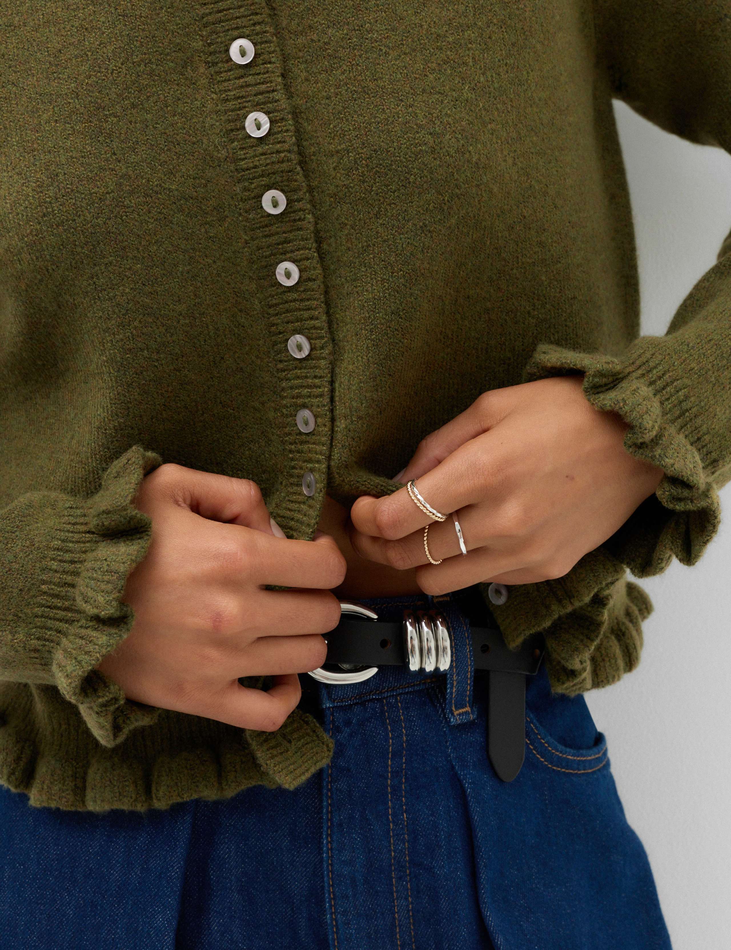 Ruffle Crew Neck Cardigan 5 of 6