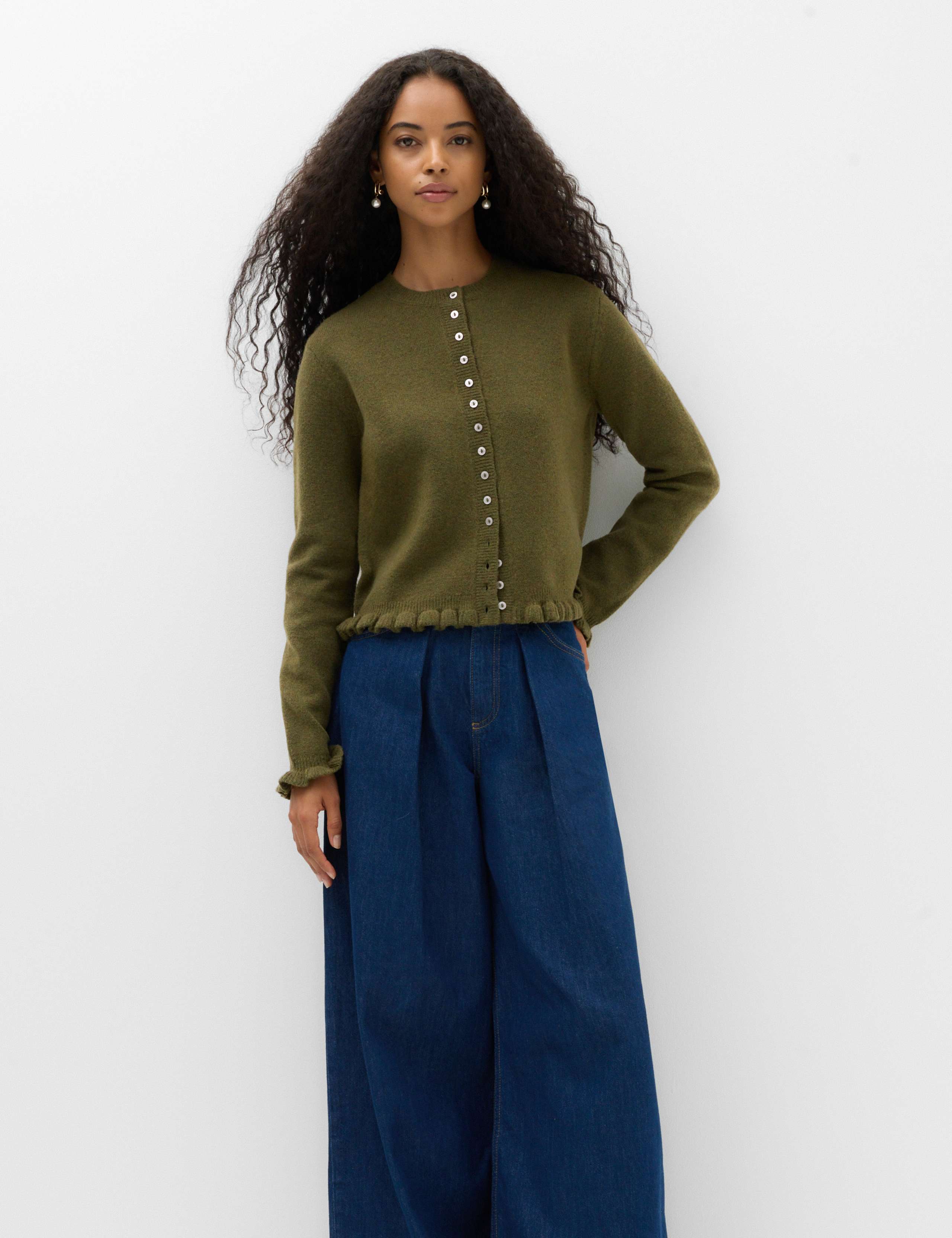 Ruffle Crew Neck Cardigan 6 of 6