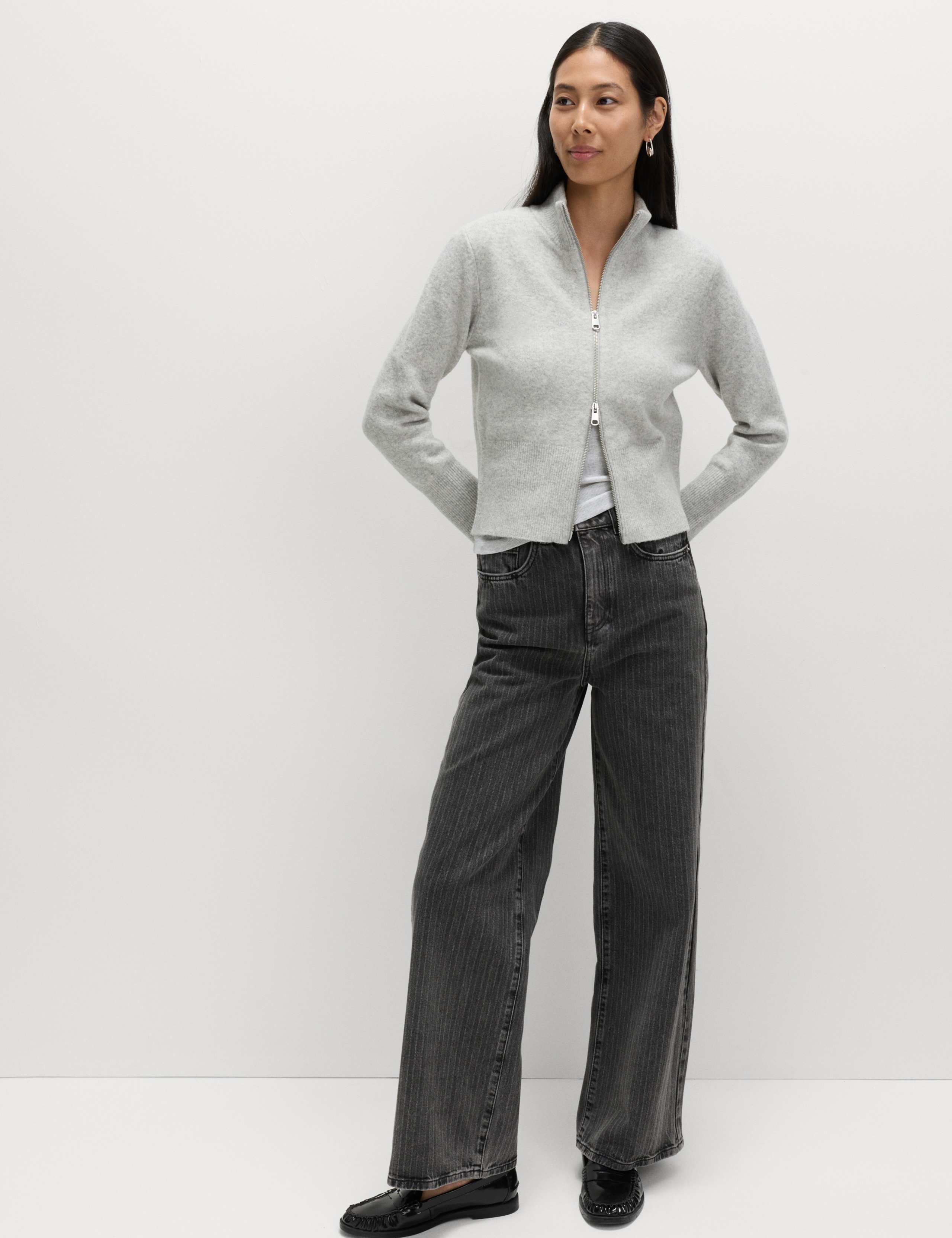 Funnel Neck Zip Up Knitted Jacket 4 of 6