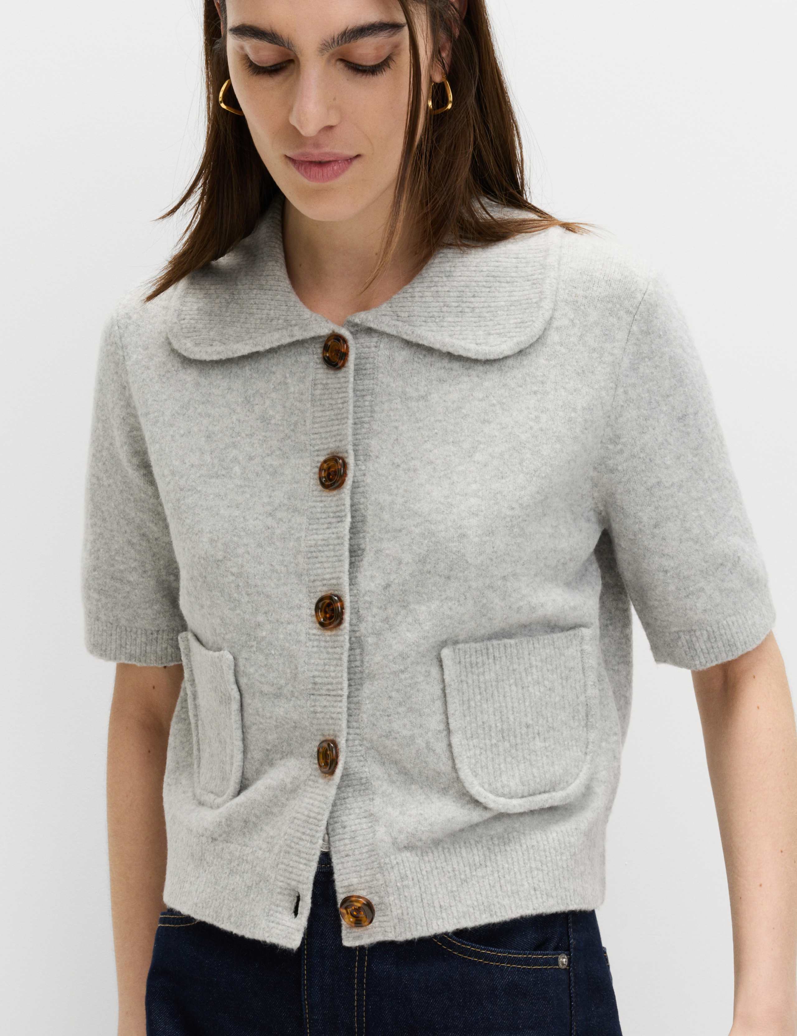 Collared Cardigan with Cotton 4 of 5