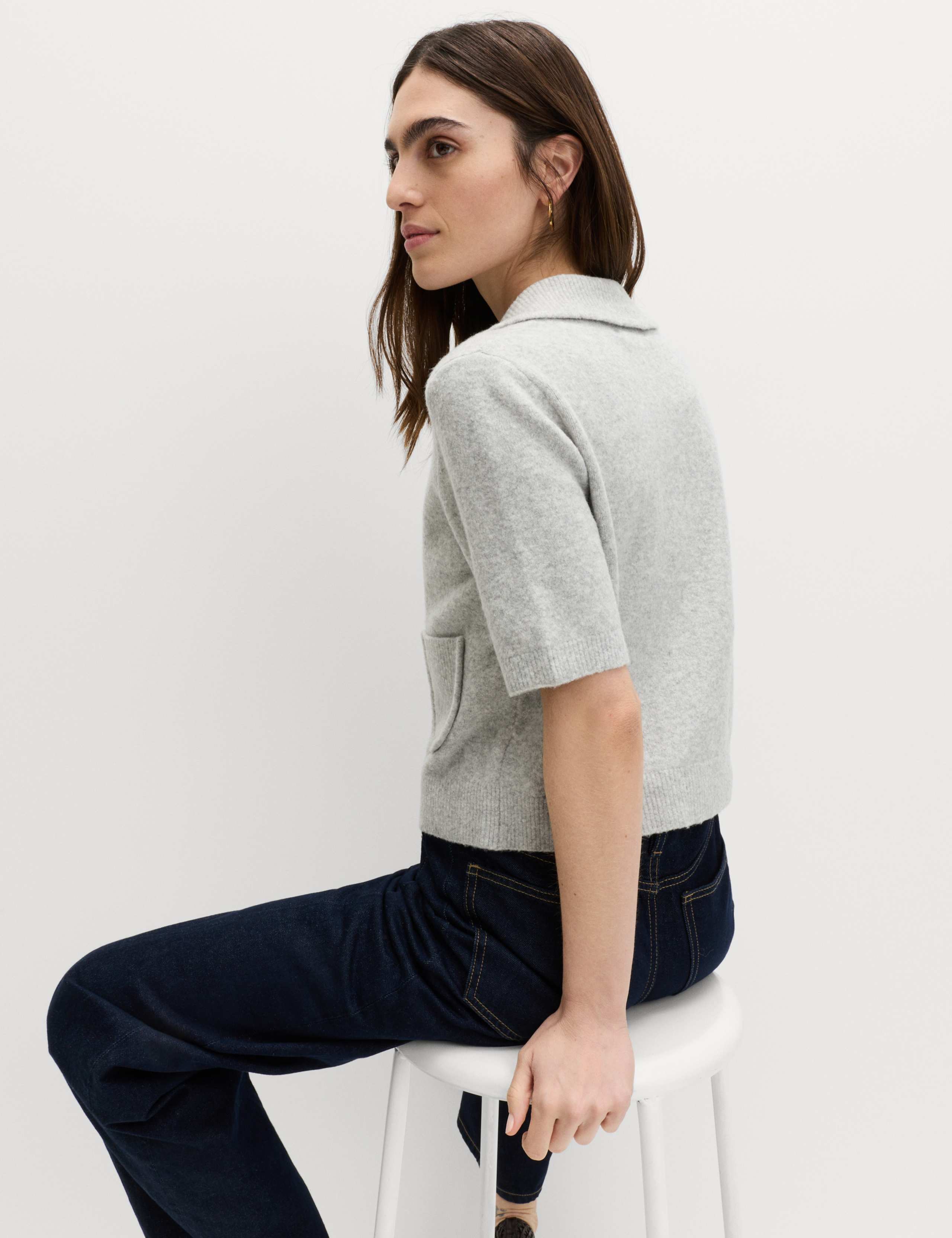 Collared Cardigan with Cotton 5 of 5